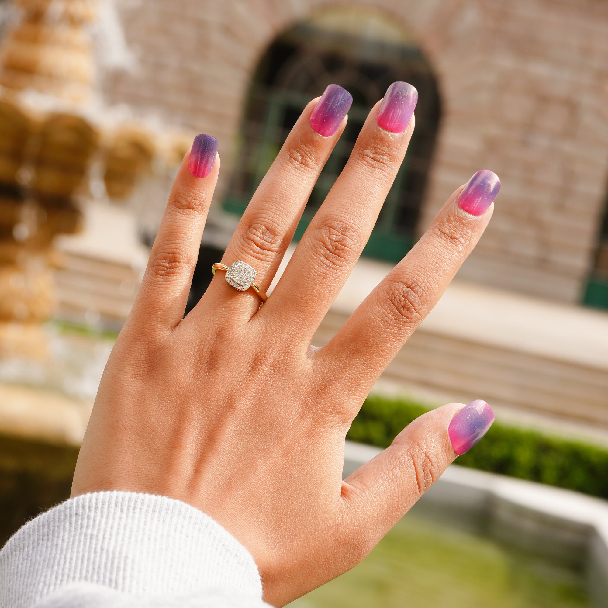 Purple & Pink Sparkling Sky Gradient Gel Nail Strips | Lavender Cascade - 2657