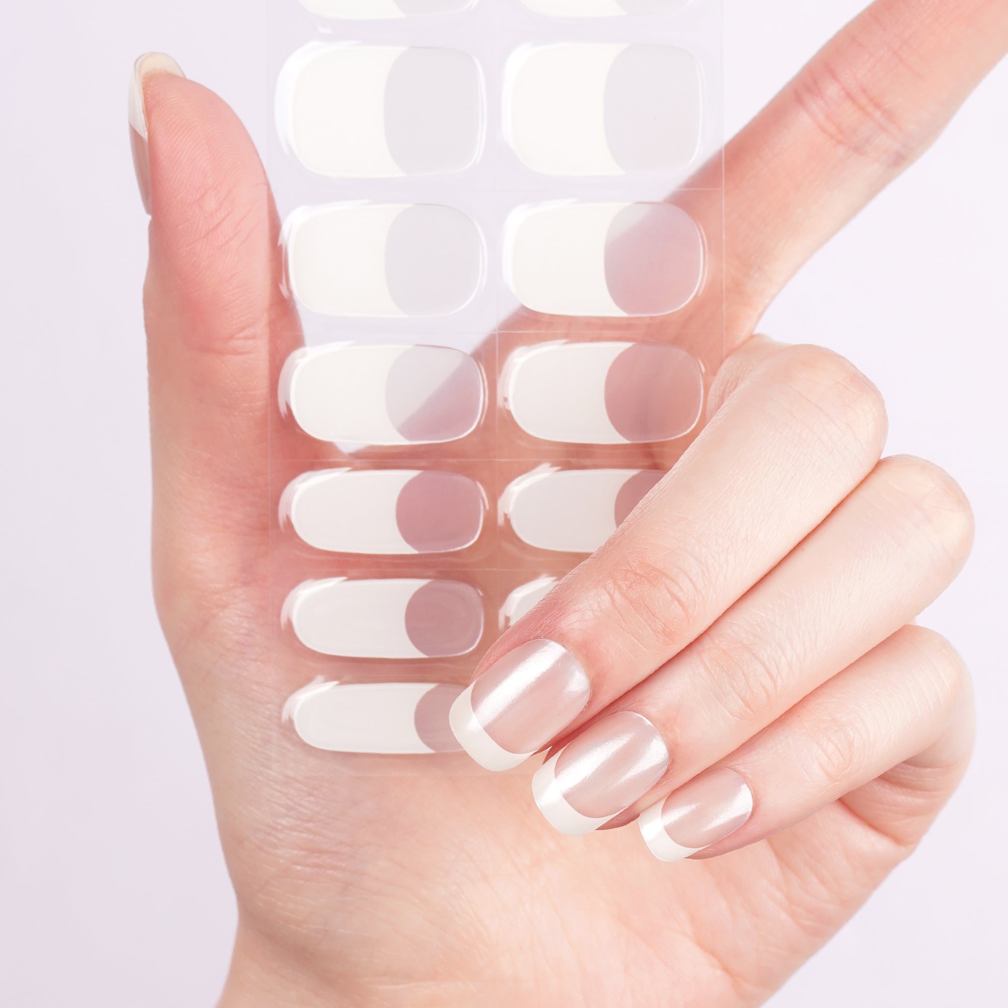 Clear Glaze Chrome French Tip Gel Nail Strips | Lily Grace - 2666