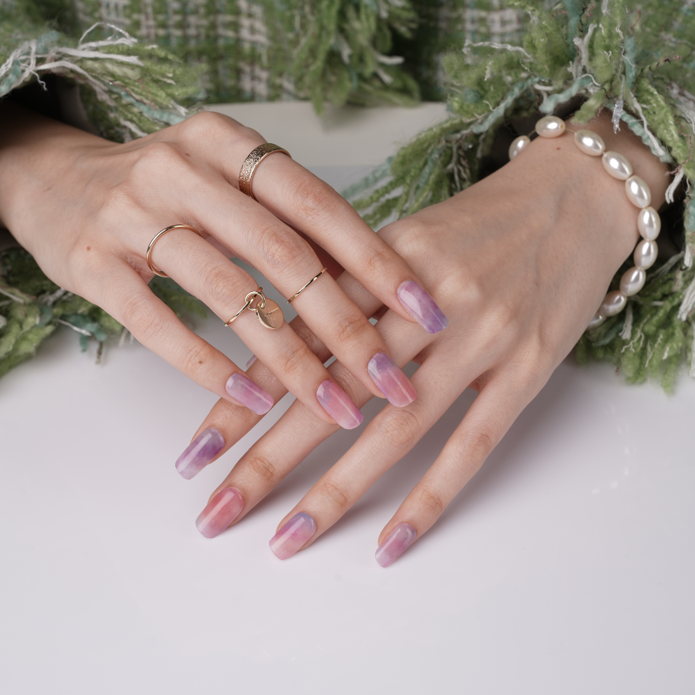 Colorful Dreamy, Purple and Pink Semi Cured Gel Nail Strips | Samsara - 8704