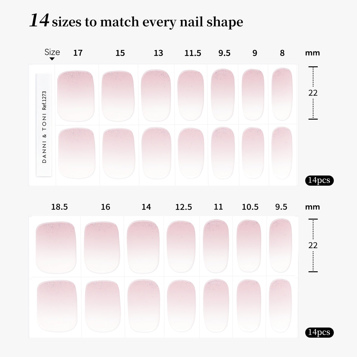 Glitter Ombre French Tip Semi Cured Gel Nail Strips | In the Mood for Love - 1273