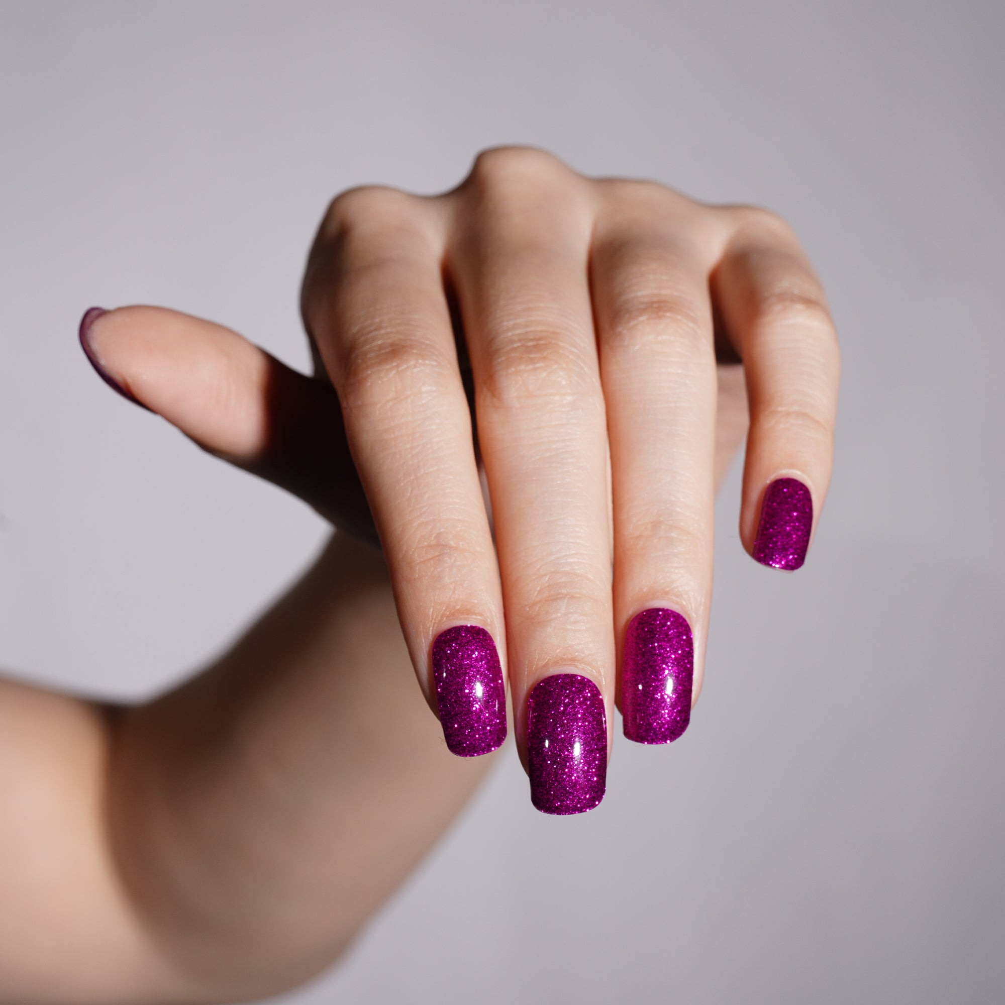 Dazzling Purple Glitter Semi-Cured Gel Nail Strips | Royal Sparkle - 2645