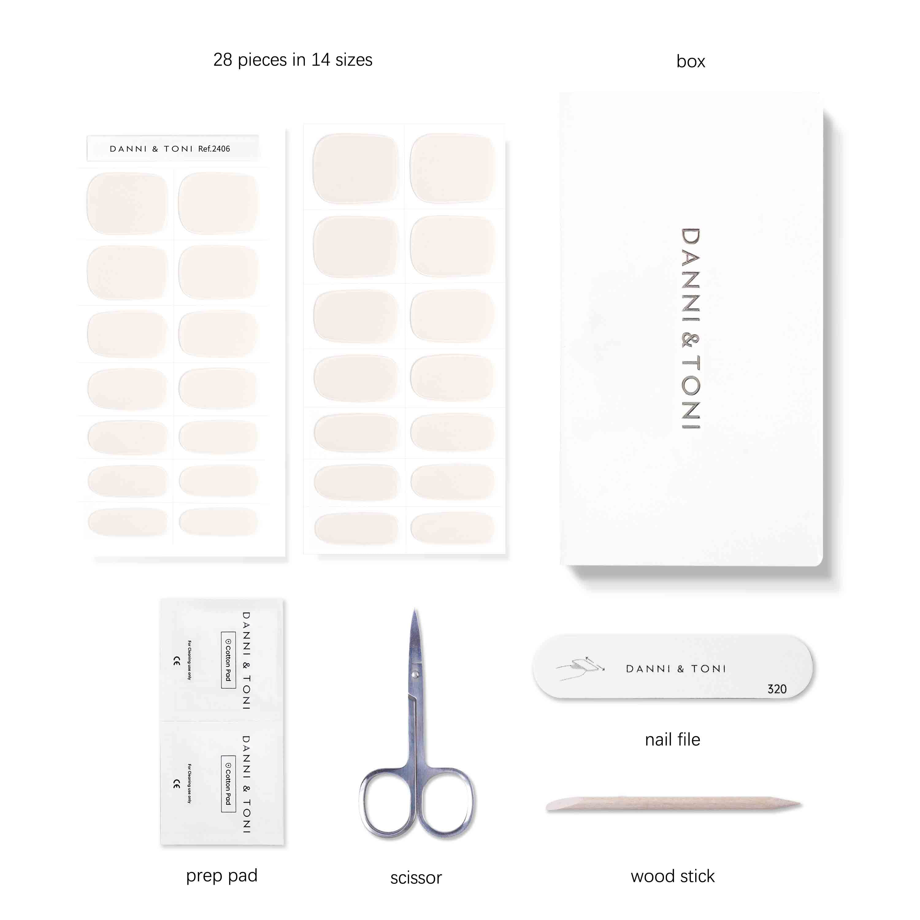 Semi-Cured Gel Nail Strips - Pristine Ivory Collection | Ivory - 2406