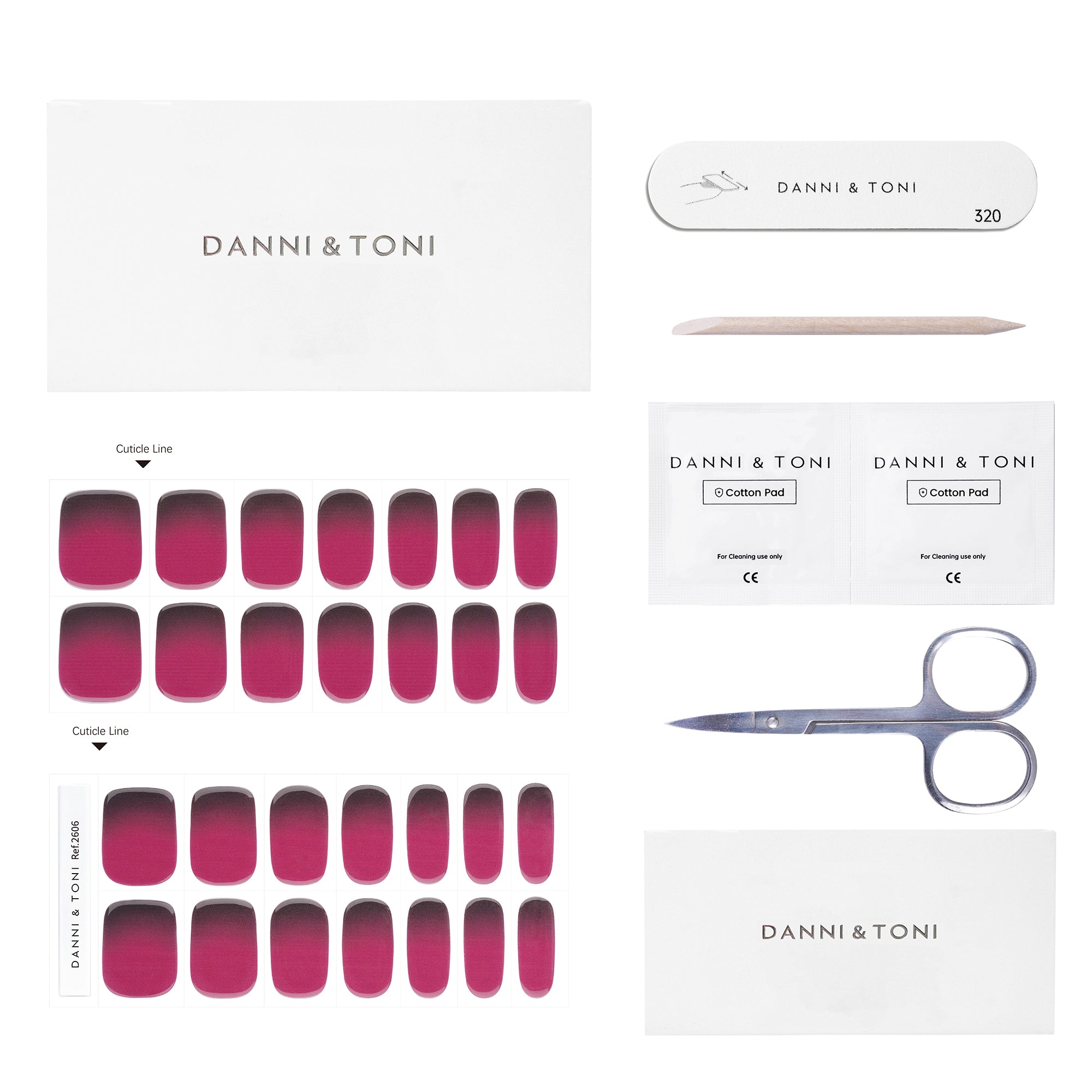 Purple & Black Gradient Semi-Cured Gel Nail Strips | Berry Ombre - 2606