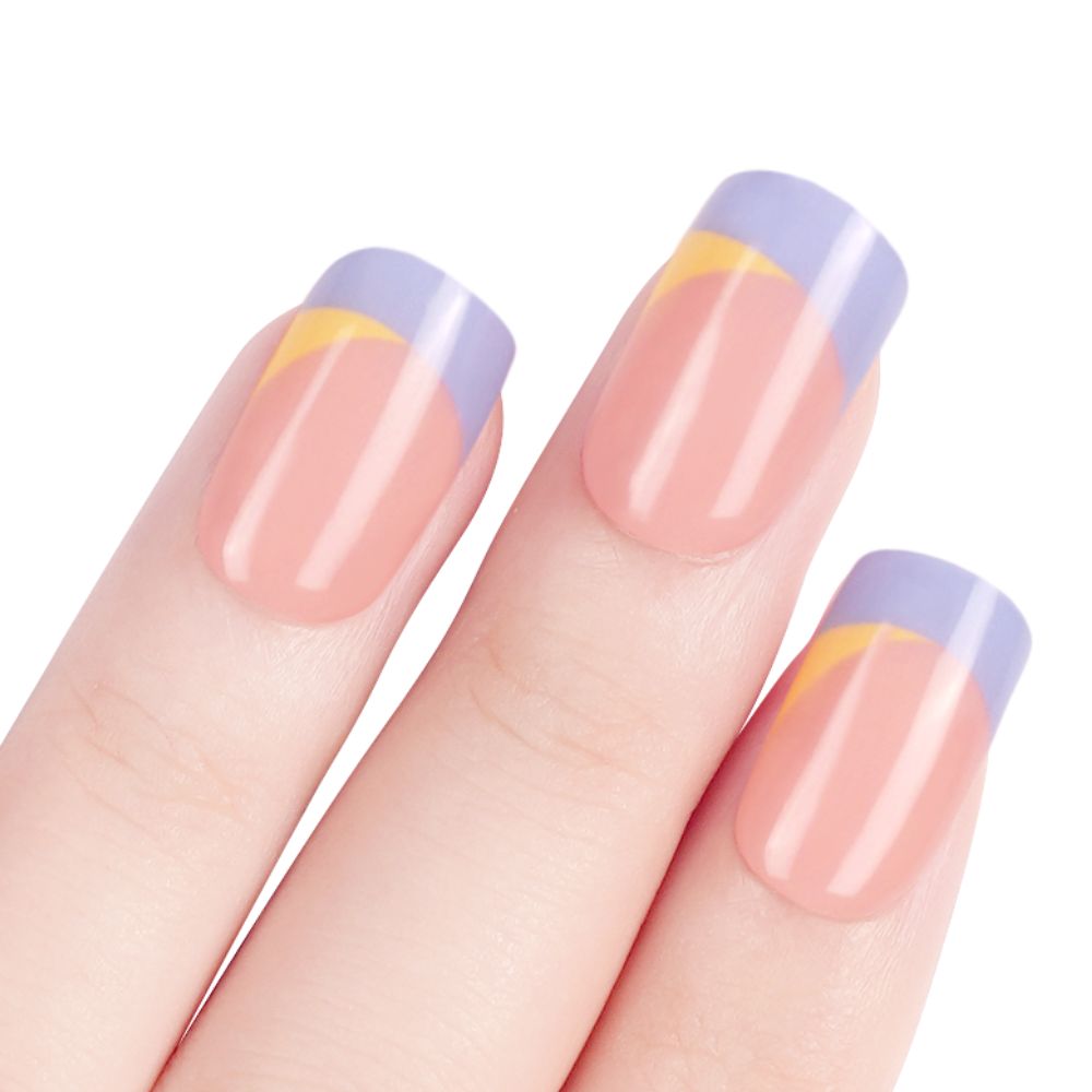 Sunset Serenity French Tip Semi Cured gel nail strips | Sunlit Serenity - 2501