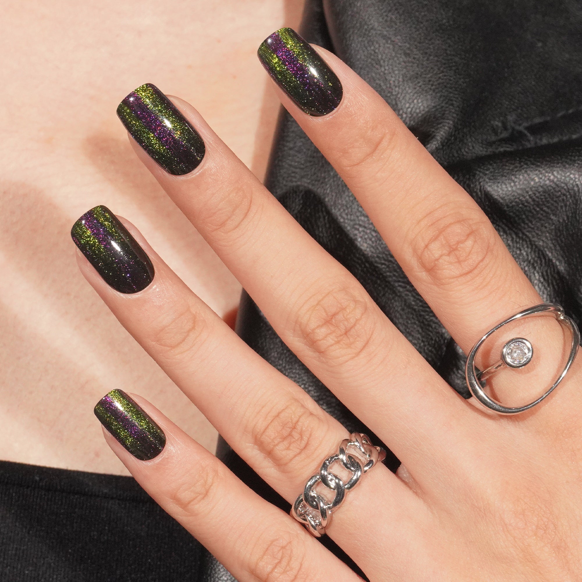 Stellar Night Semi-Cured Gel Nail Strips | Dark Allure - 2610