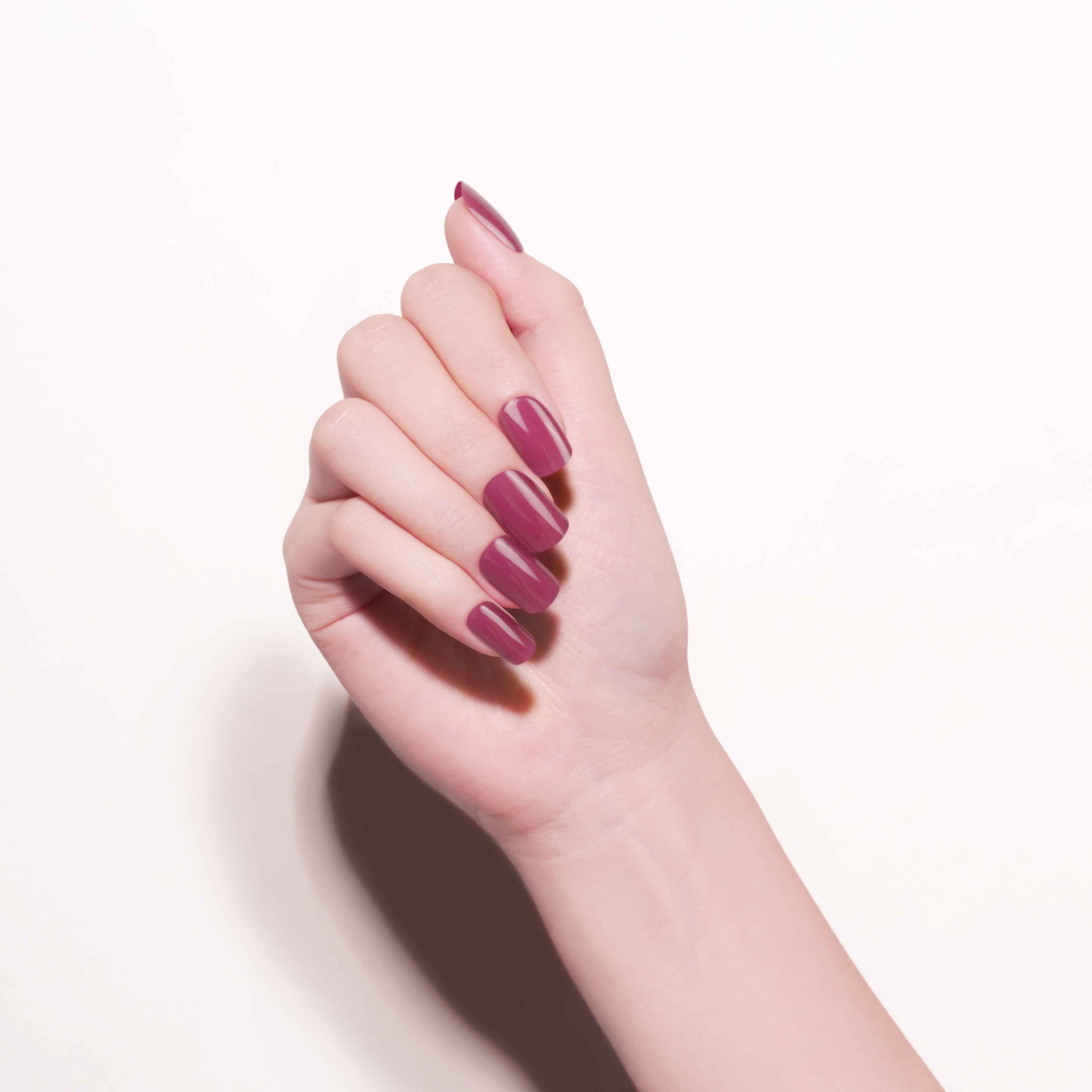 Elegant Burgundy Gloss Semi Cured Gel Nail Strips | Rosy Embrace - 2386