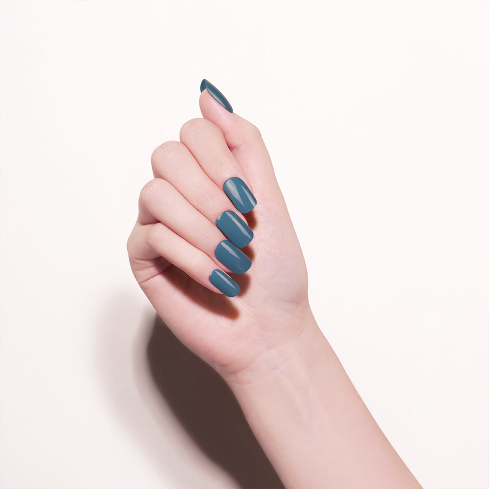 Sophisticated Teal Matte Semi Cured Gel Nail Strips | Indigo - 2392