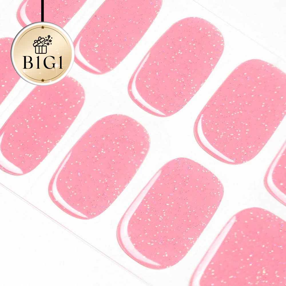 Glitter Pink Shimmer Gel Nail Strips | Glittering Sands | Danni & Toni