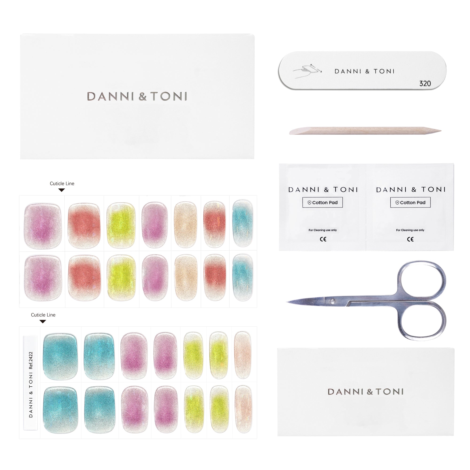 Rainbow Sparkle Gradient Semi Cured Gel Nail Strips | Neverland - 2422