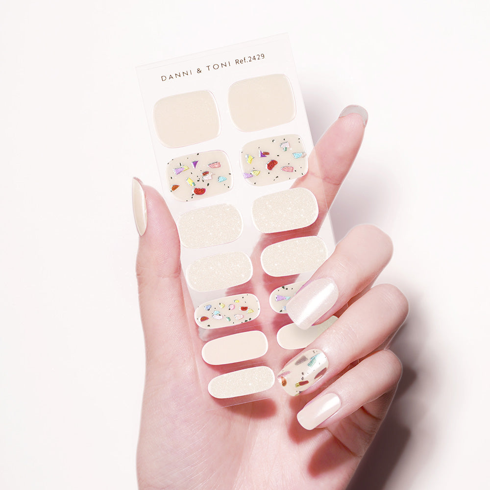 Abstract Artistry Semi Cured Gel Nail Strips with Metallic Accents | Kaleidoscope - 2429