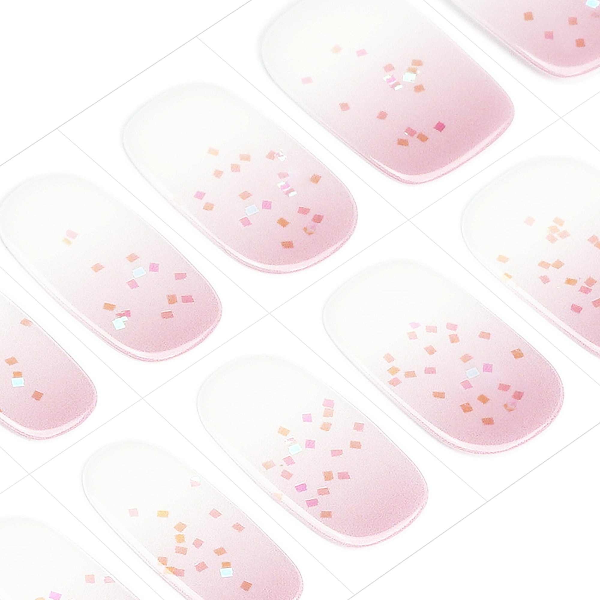 Pink Whisper Confetti Semi Cured Gel Nail Strips with Sheer Finish | Morning Dew - 2443
