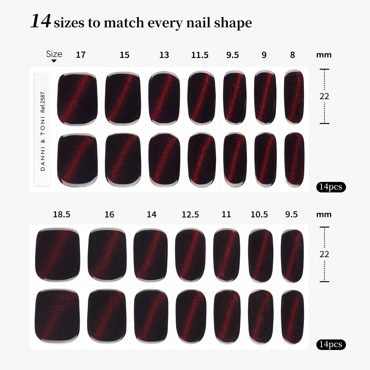 Deep Red Glitter Semi Cured Gel Nail Strips | Bonfire Night - 2587