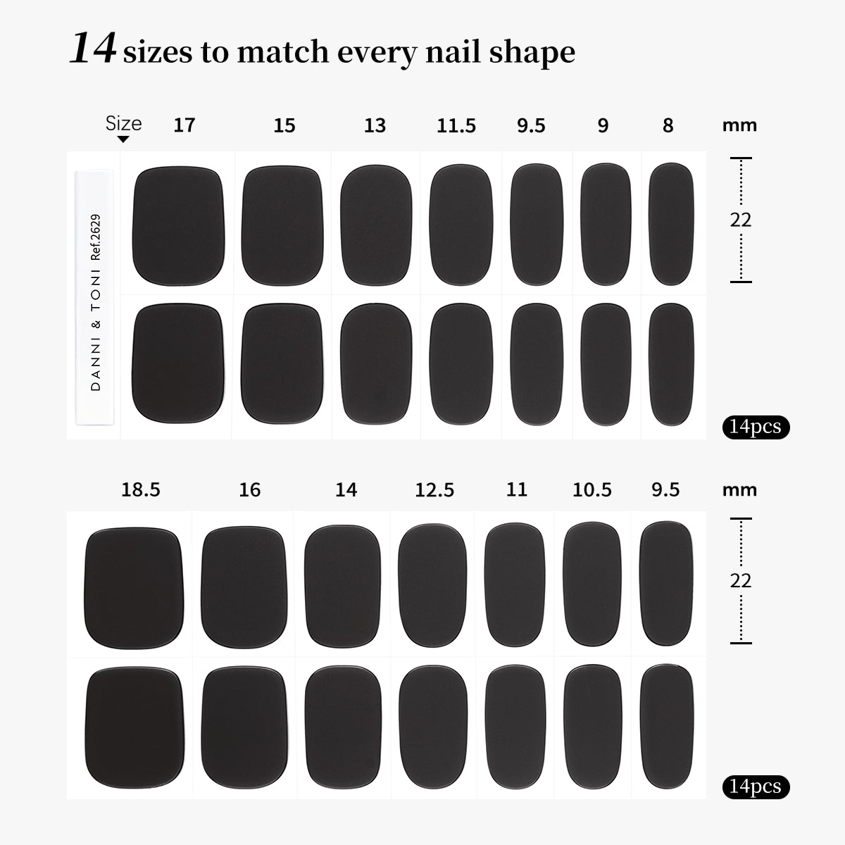 Sleek Midnight Black Matte Semi Cured Gel Nail Strips | Black Velvet - 2629