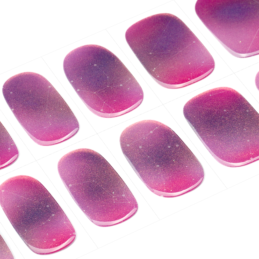 Purple & Pink Sparkling Sky Gradient Gel Nail Strips | Lavender Cascade - 2657
