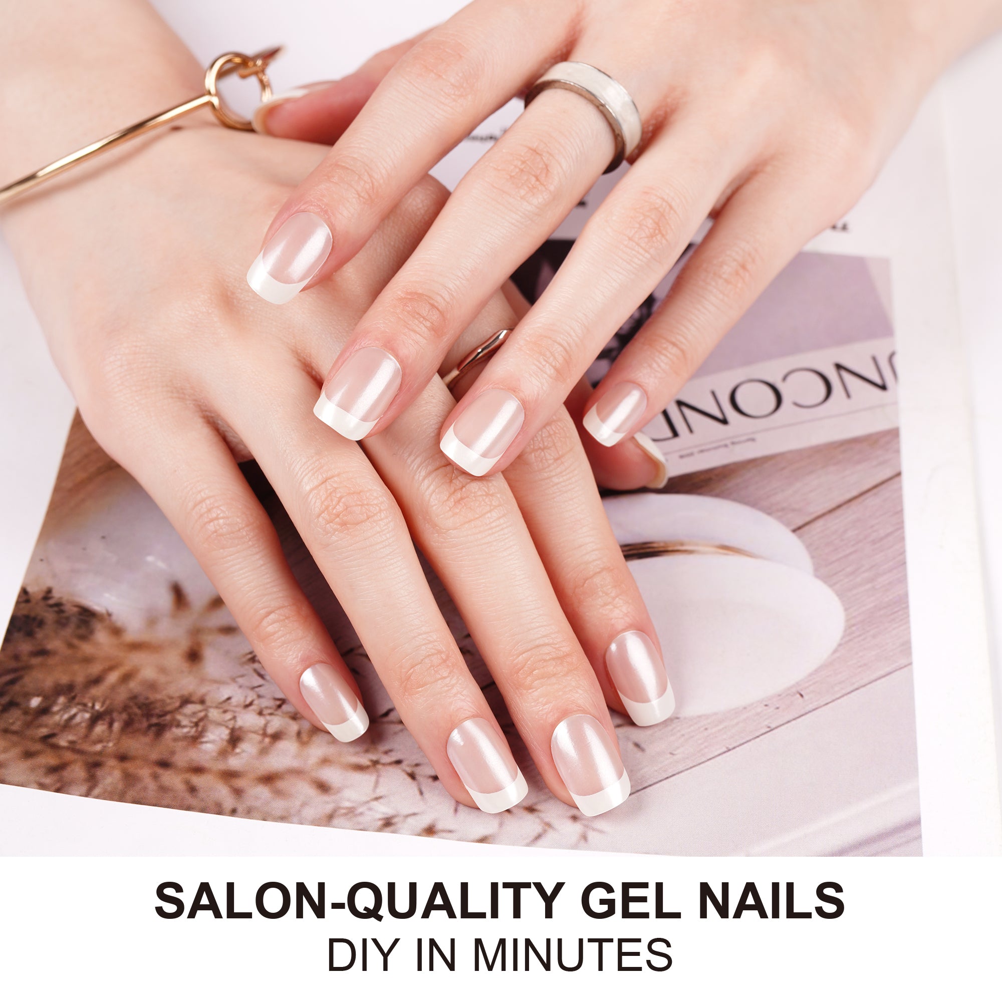 Clear Glaze Chrome French Tip Gel Nail Strips | Lily Grace - 2666