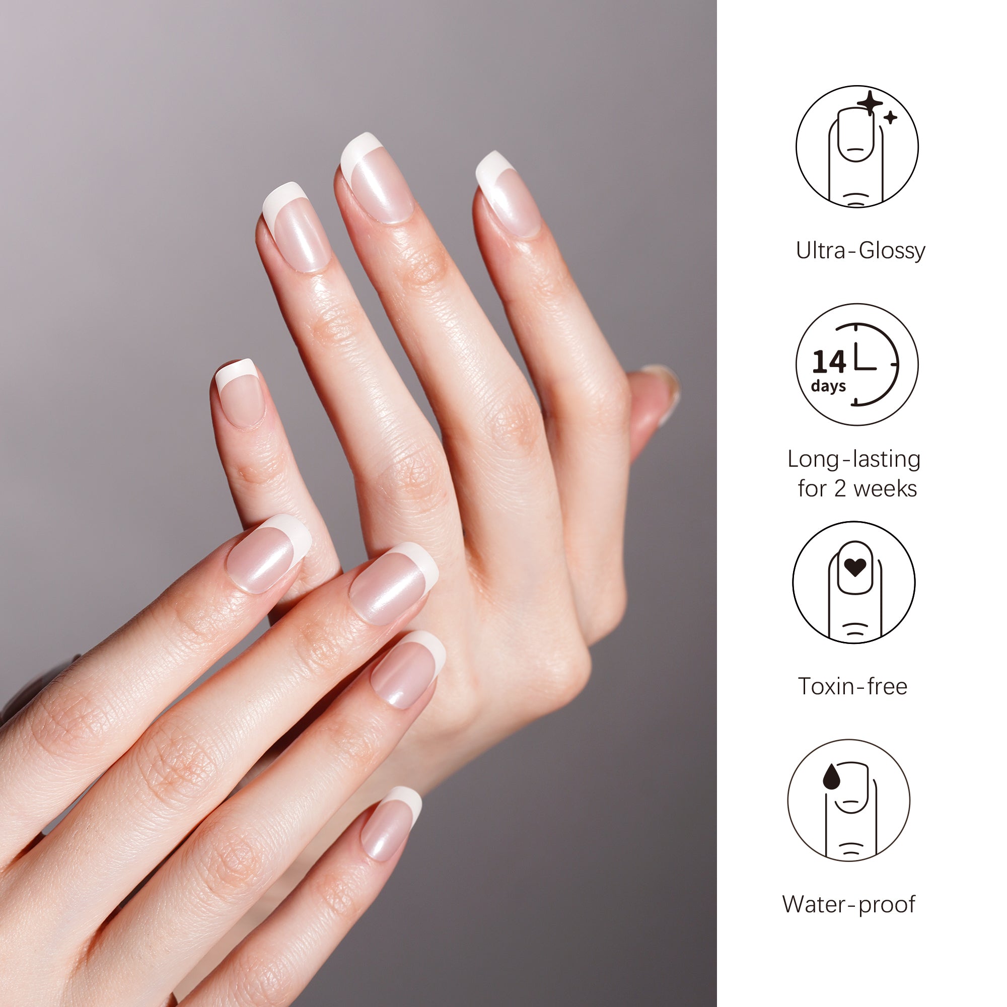 Clear Glaze Chrome French Tip Gel Nail Strips | Lily Grace - 2666