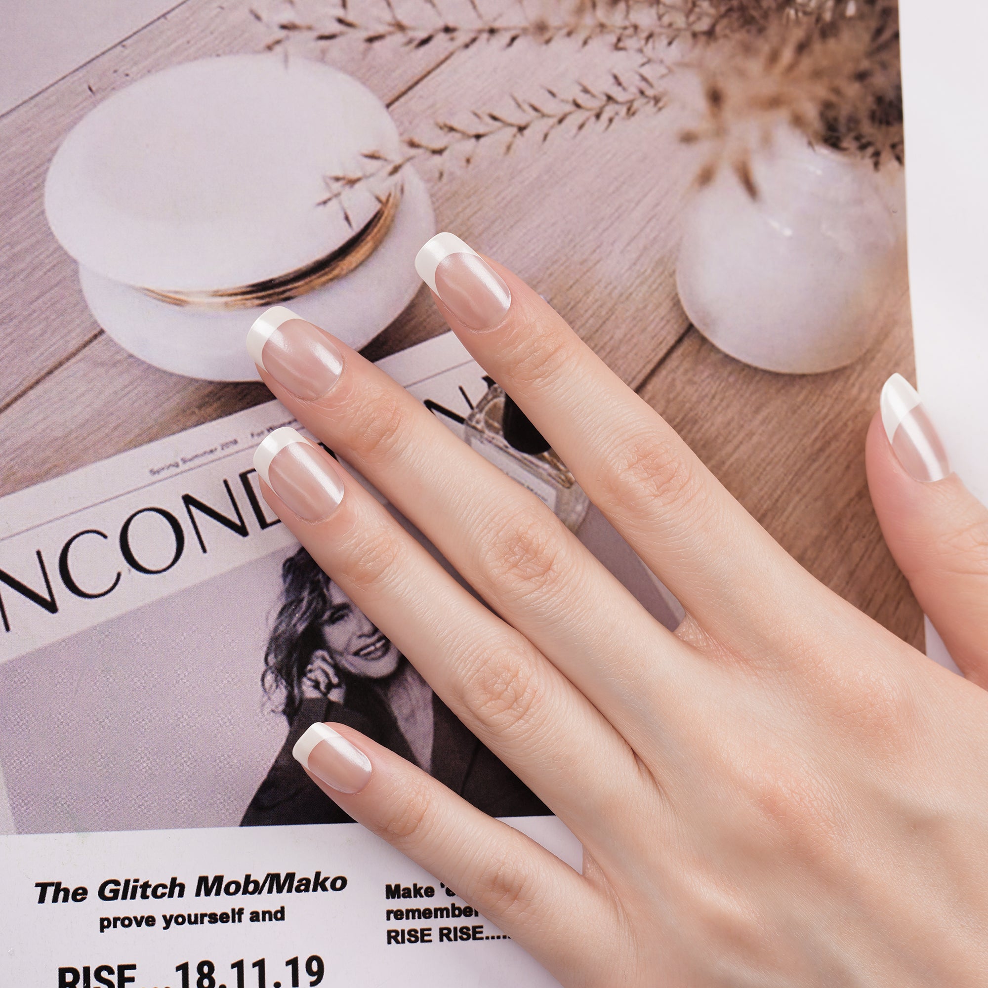 lily white gel Clear Glaze Chrome French Tip Gel Nail Strips | Lily Grace