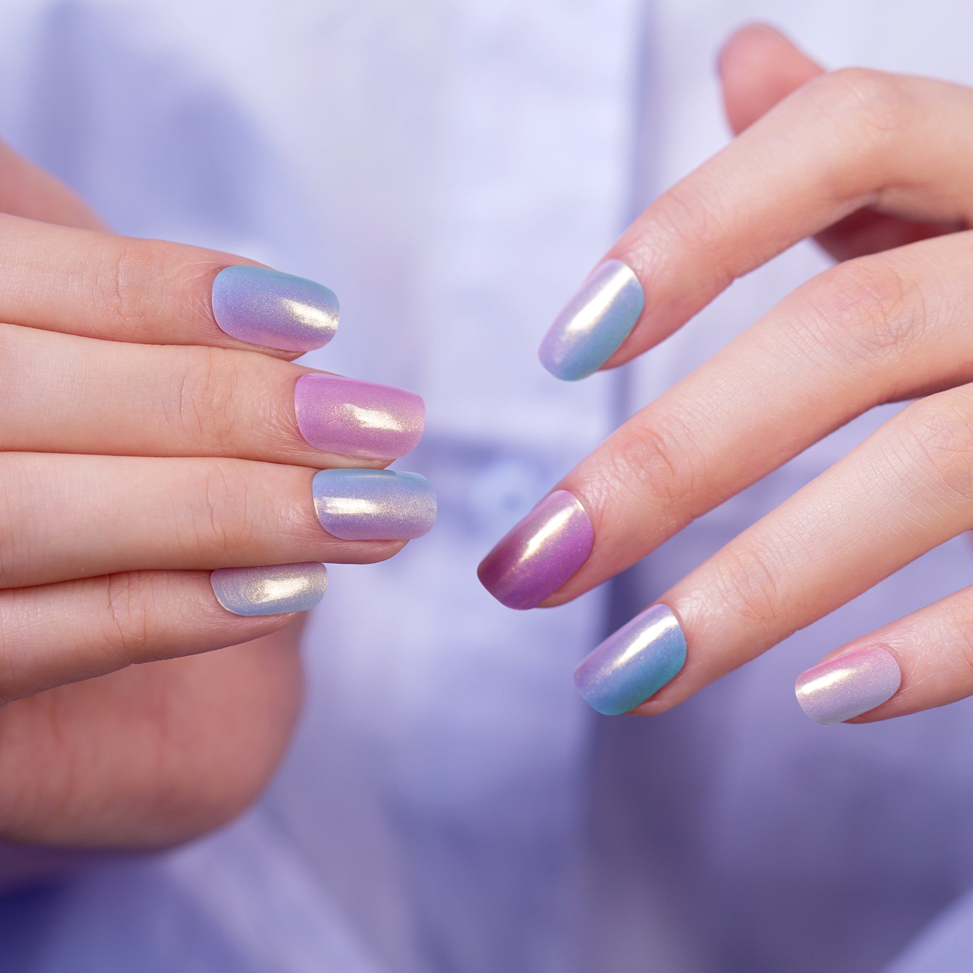 Iridescent Rainbow Gel Nail Strips with Dreamy Color Shift Shine | Magic Hues-2701