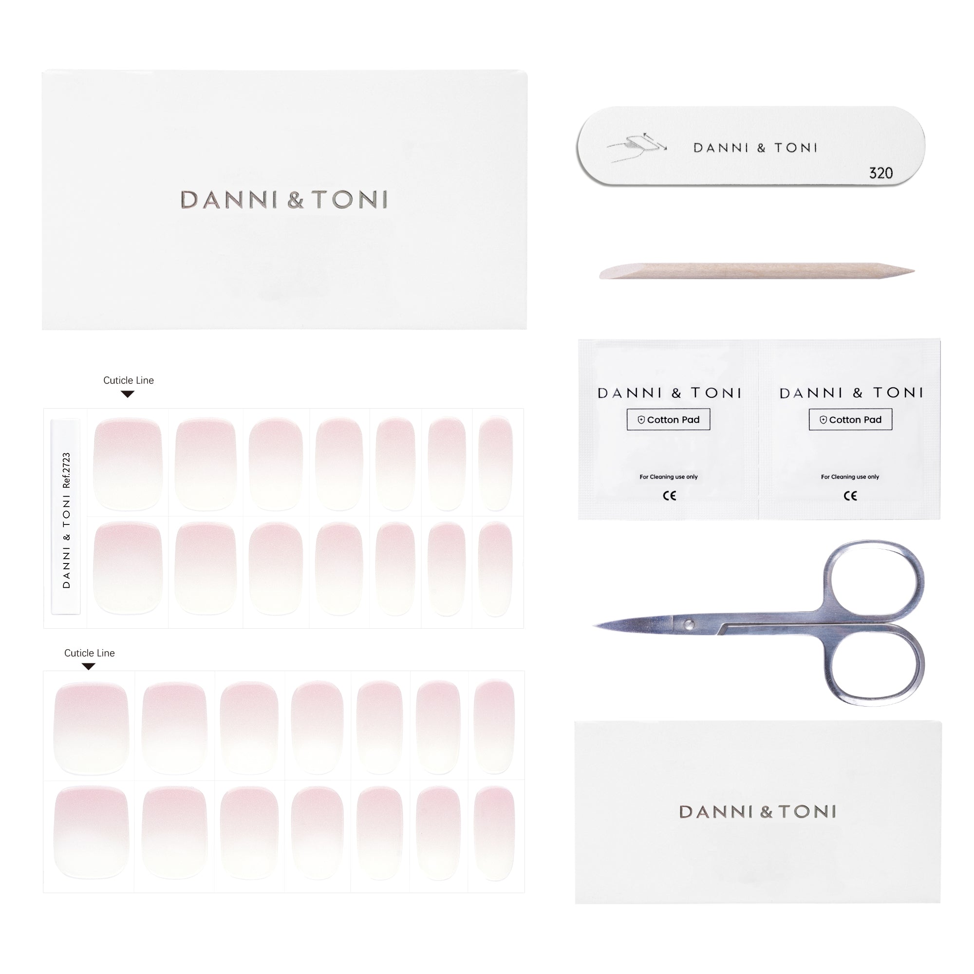 Pink & White Glitter Ombre Semi-Cured Gel Nail Strips | Cloud Halo - 2723