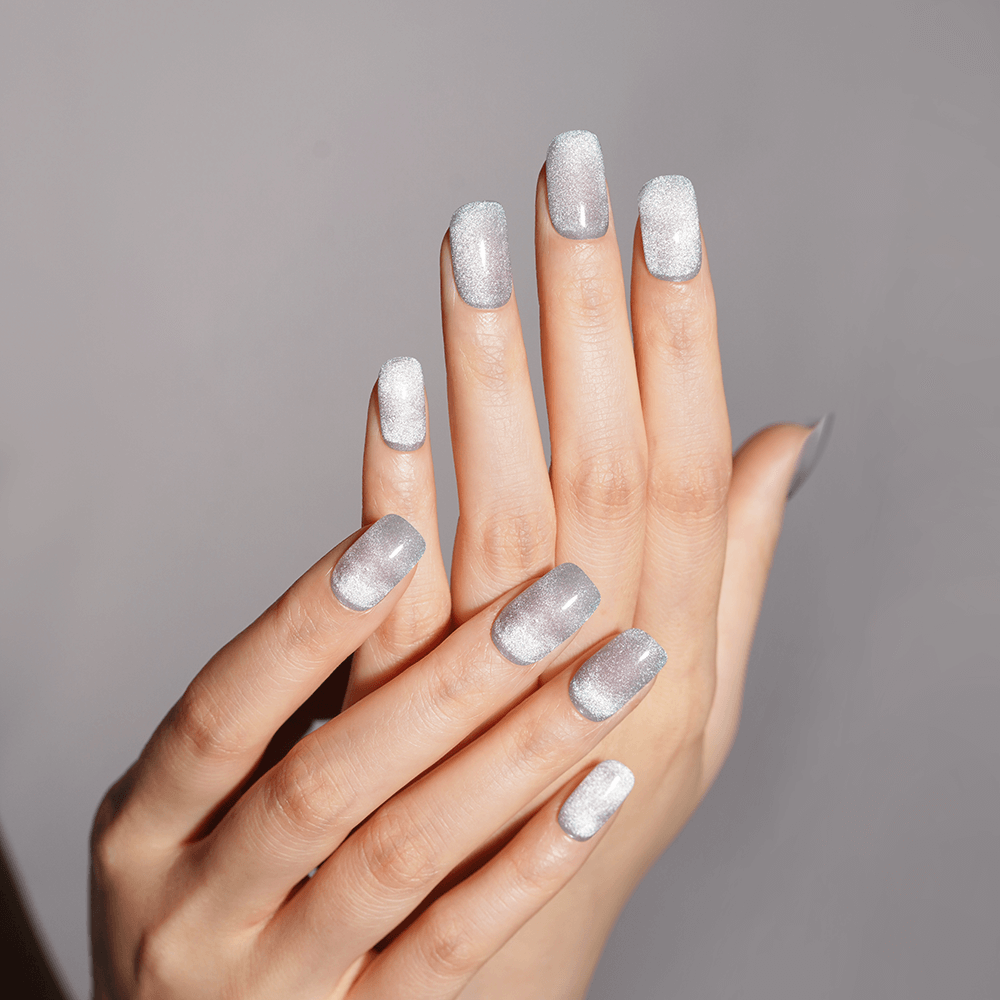 Aqua Blue Sparkle Semi-Cured Gel Nail Strips | Ocean Crystal - 2740