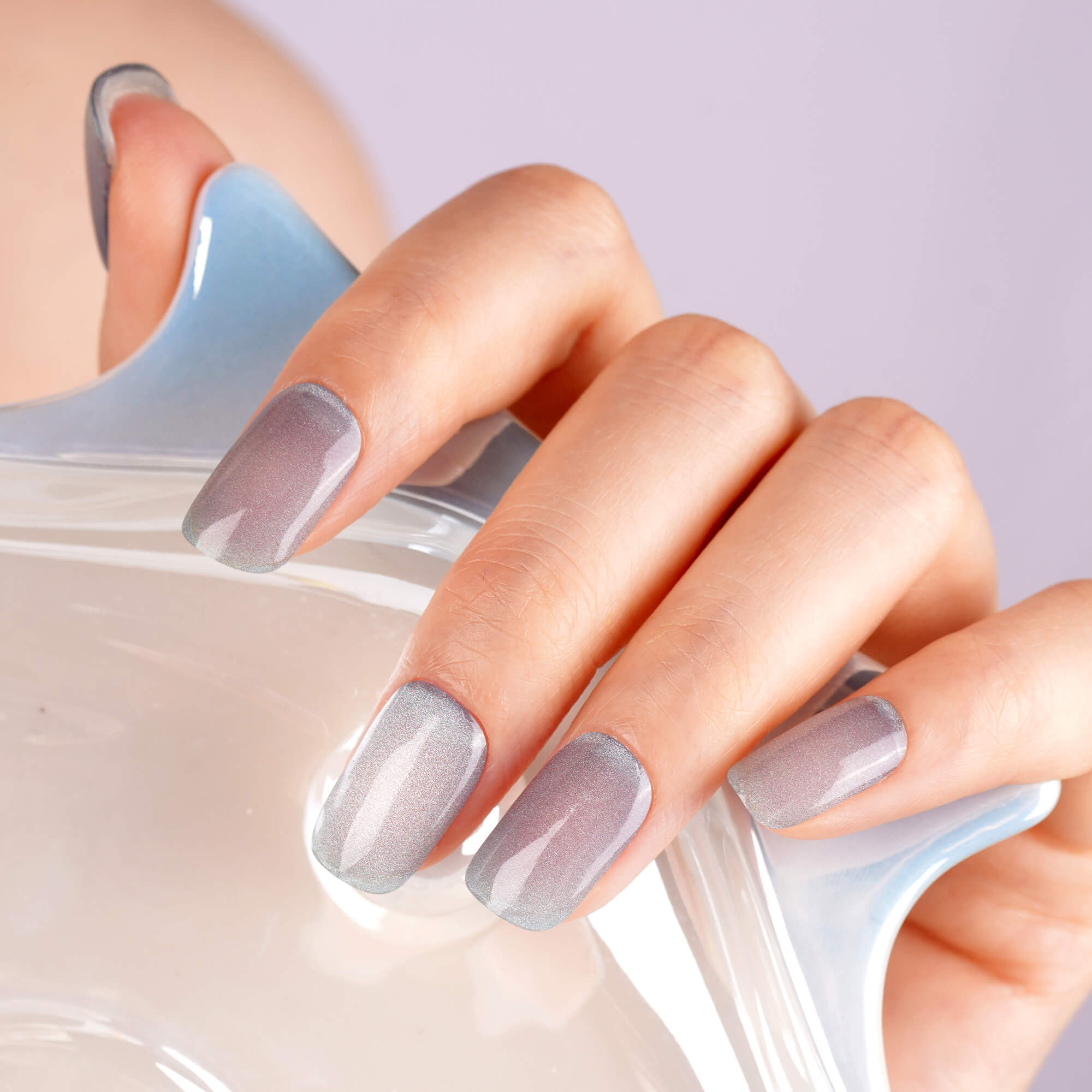 Aqua Blue Sparkle Semi-Cured Gel Nail Strips | Ocean Crystal - 2740