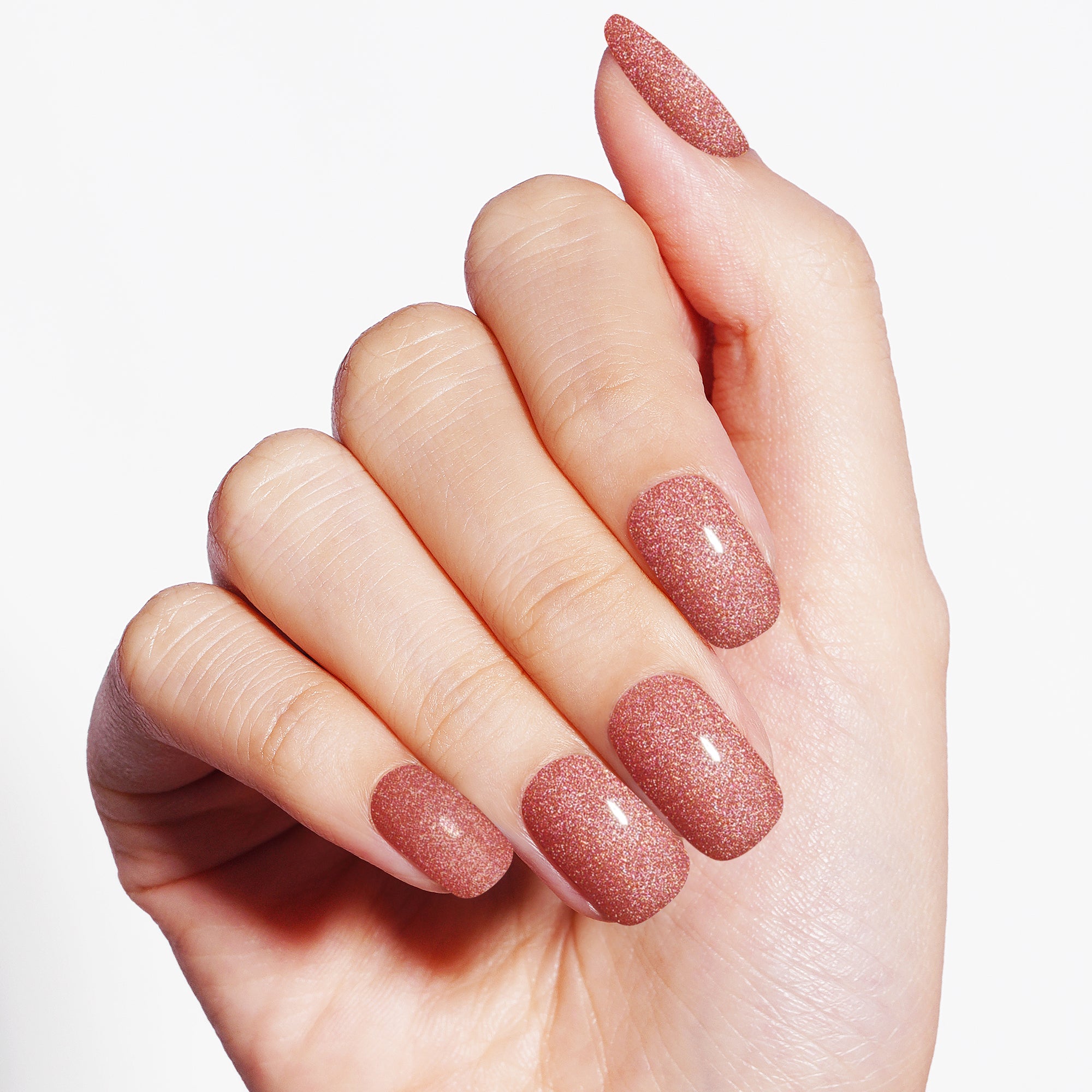 Shimmering Mocha Brown Gel Nail Strips | Cocoa Glint-2798