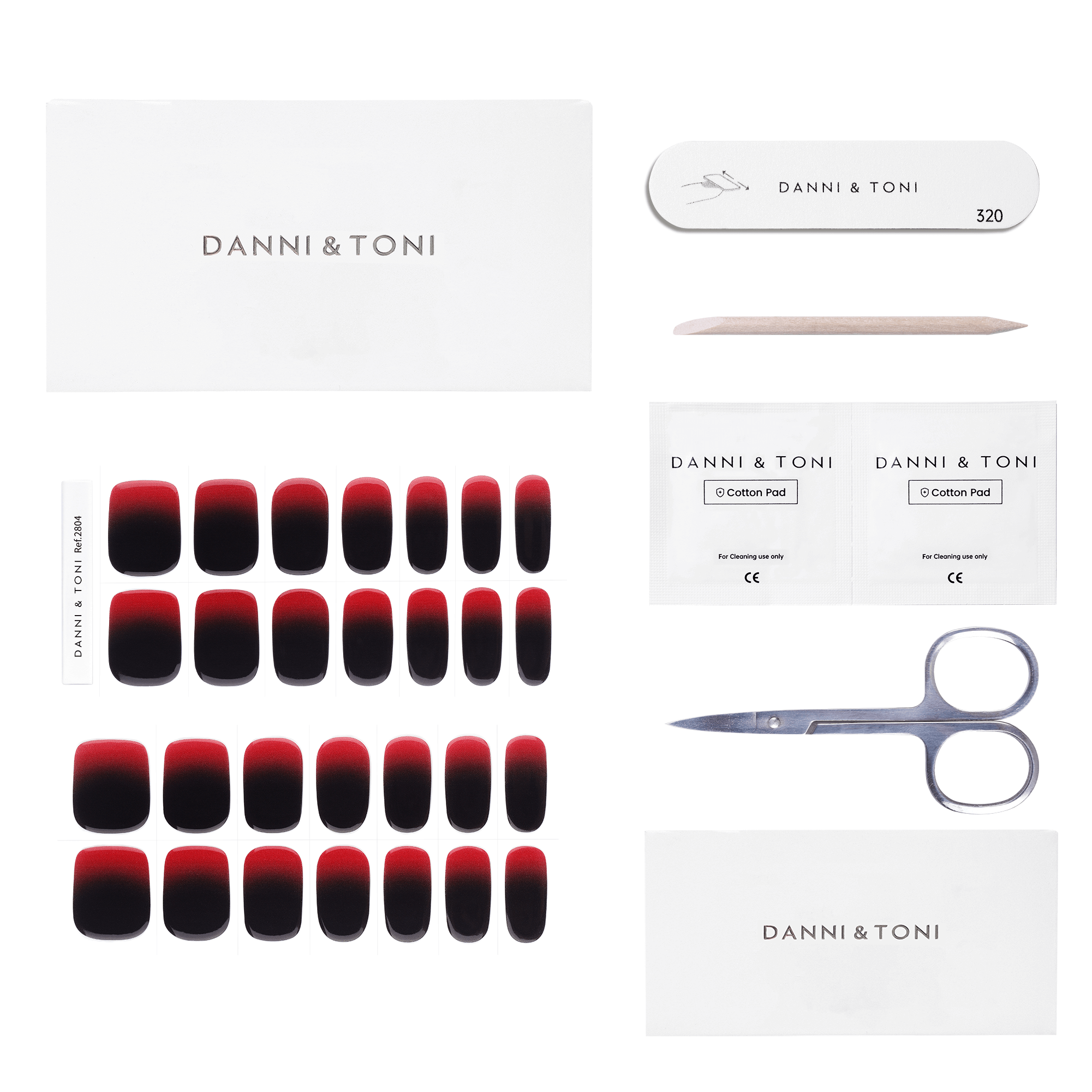 Deep Red Ombre Semi-Cured Gel Nail Strips | Blood Shadow-2804