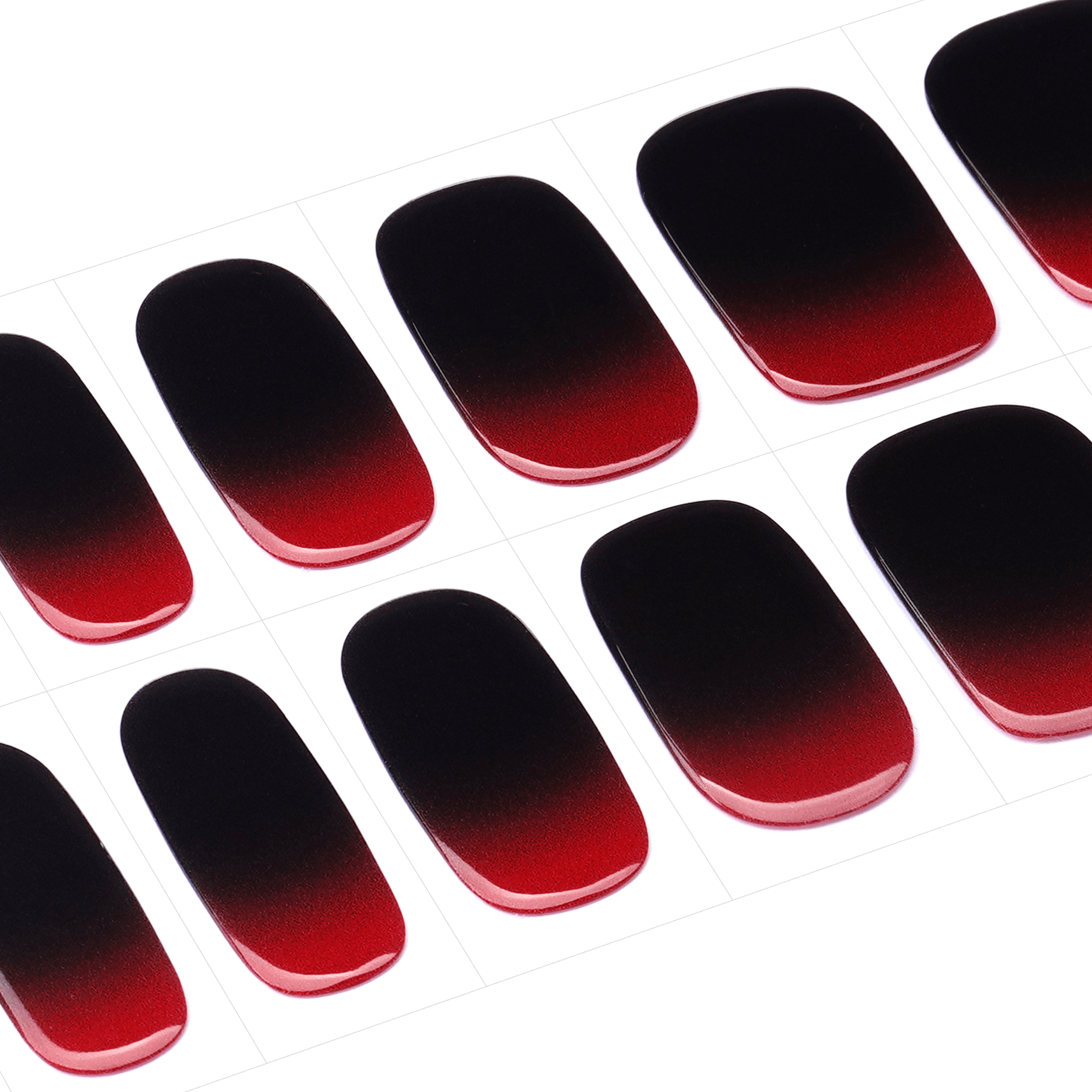 Deep Red Ombre Semi-Cured Gel Nail Strips | Blood Shadow-2804