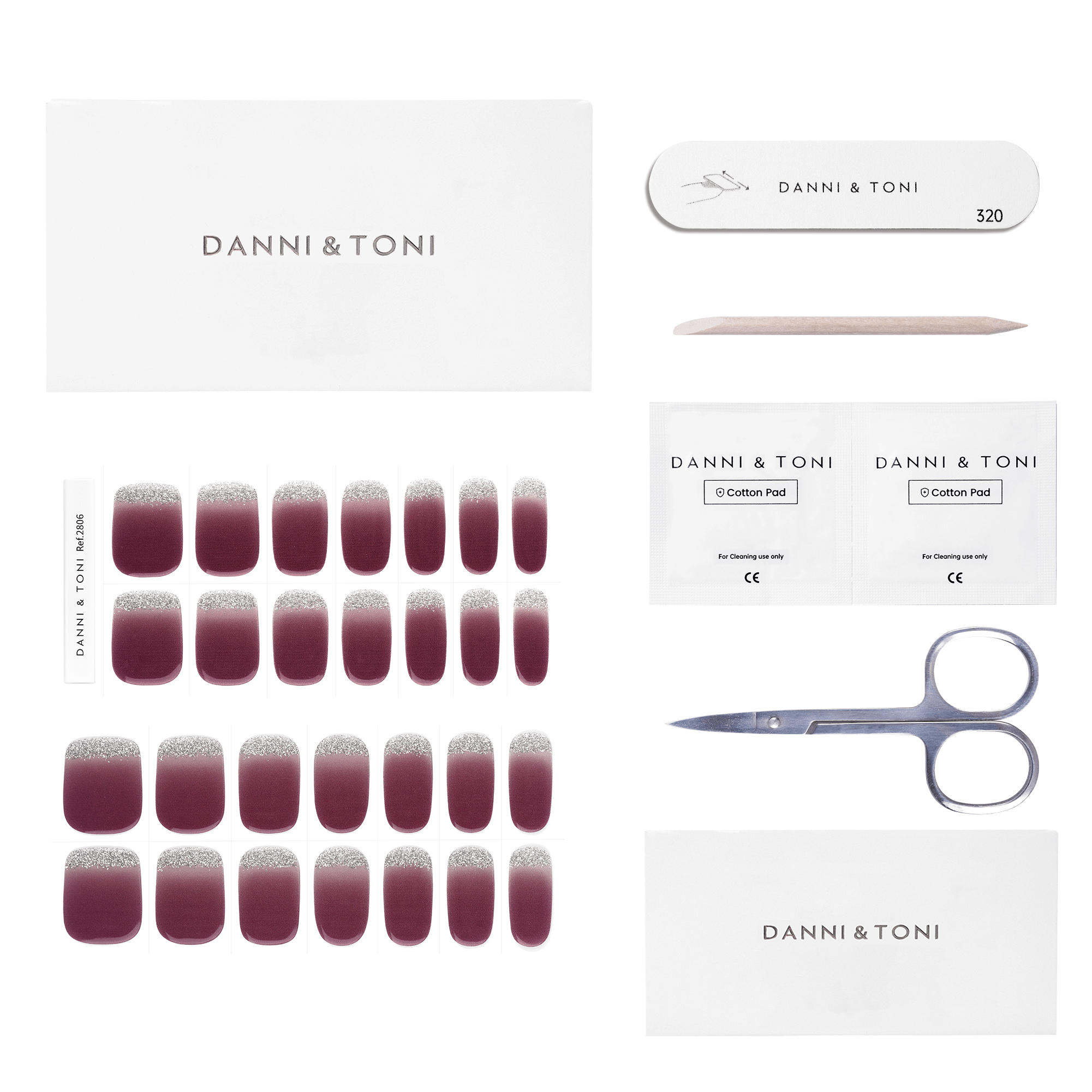 Icy Plum Shimmer Semi-Cured Gel Nail Strips | Plum Frost-2806