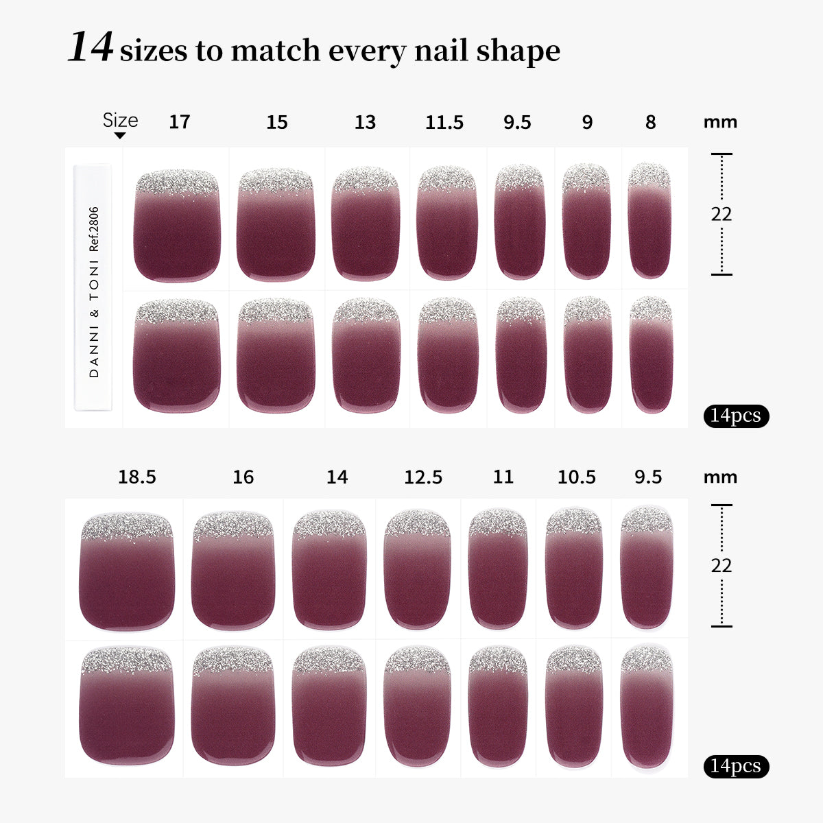 Icy Plum Shimmer Semi-Cured Gel Nail Strips | Plum Frost-2806