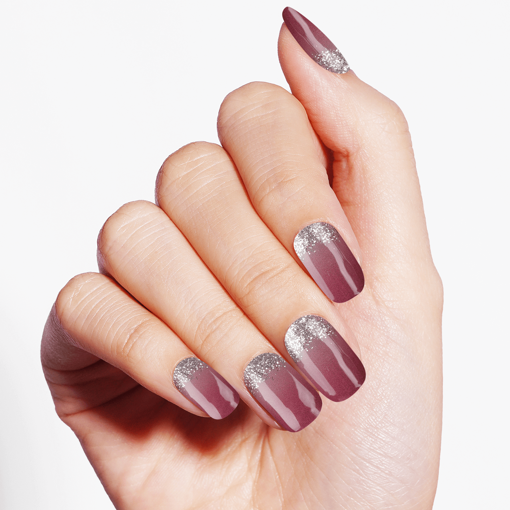 Icy Plum Shimmer Semi-Cured Gel Nail Strips | Plum Frost-2806