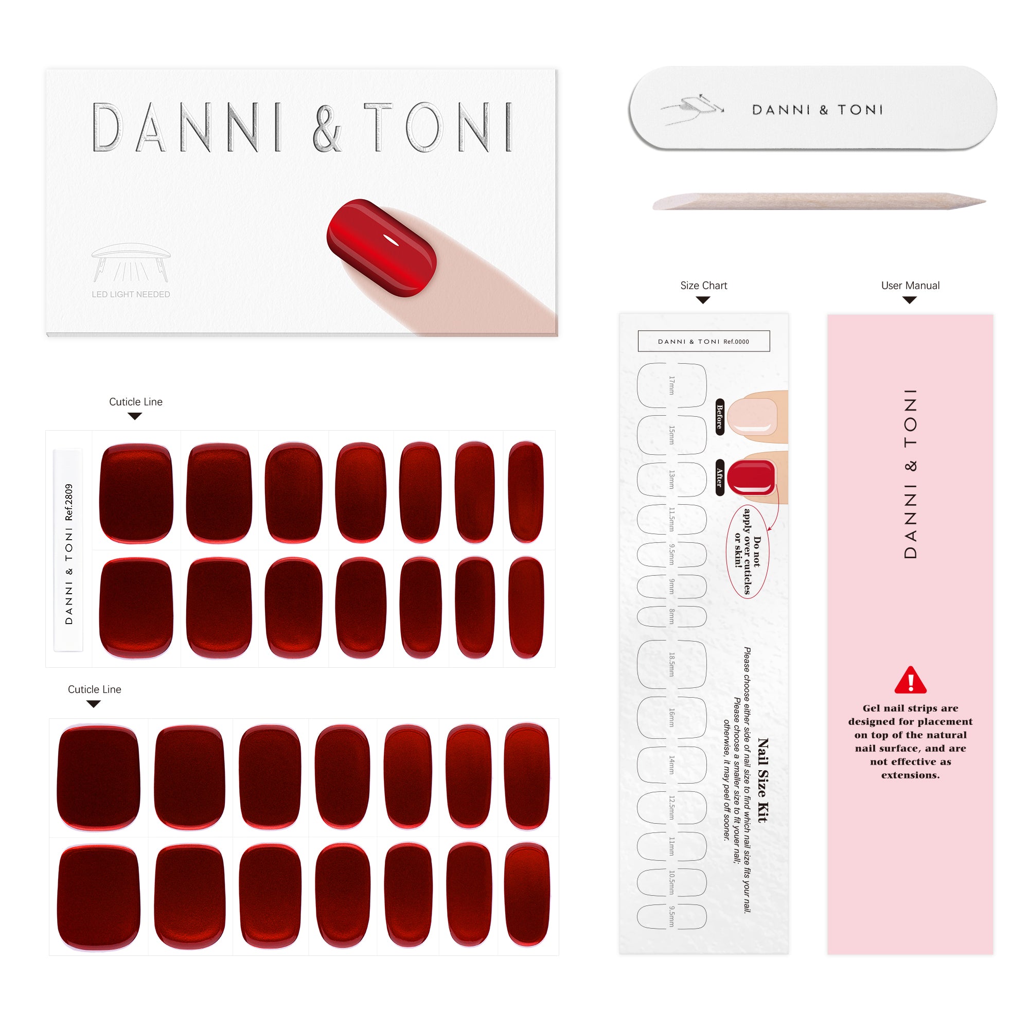 Metallic Red Mirror Semi-Cured Gel Nail Strips | Ruby Chrome-2809