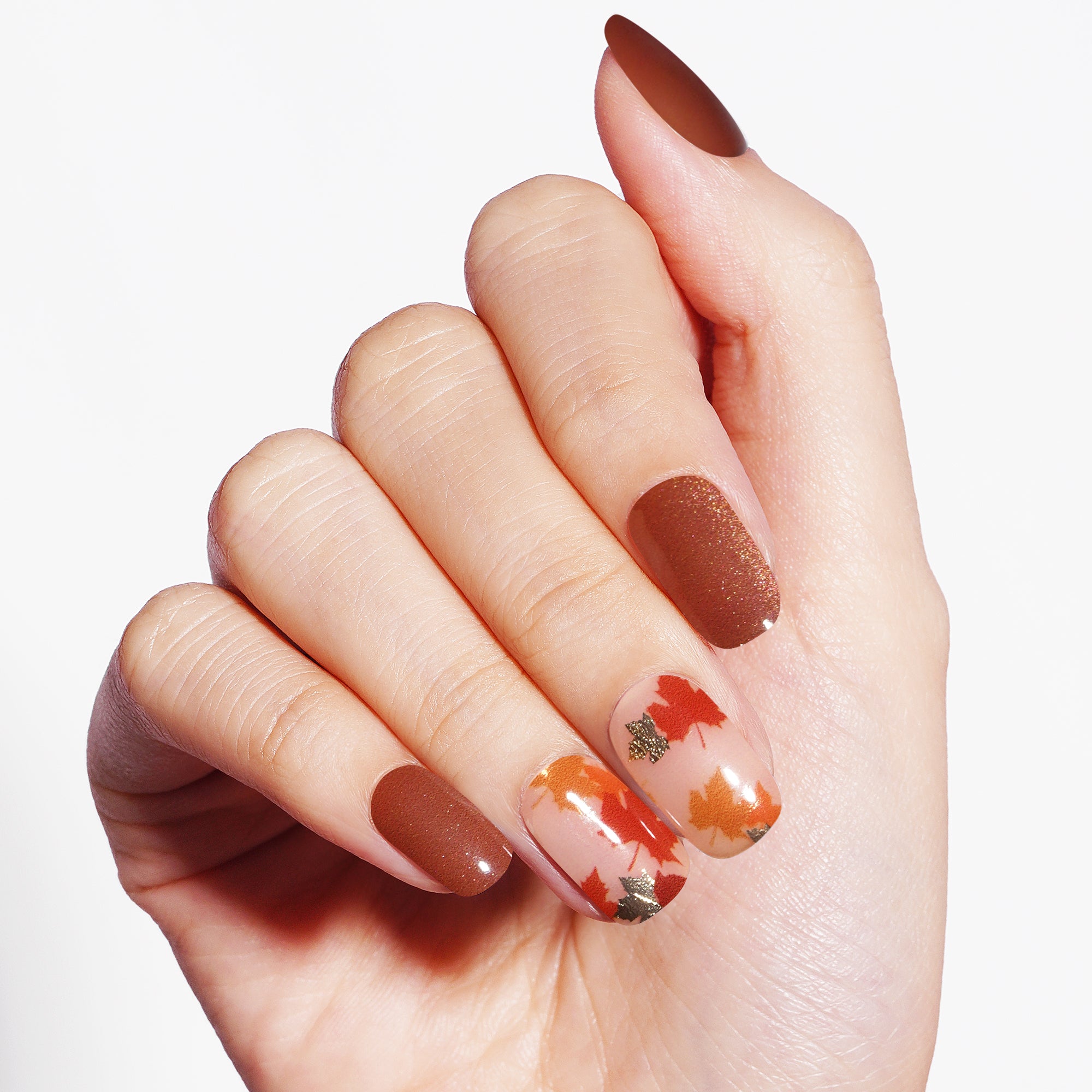 Warm Autumn Red Gel Nail Strips | Maple-2811