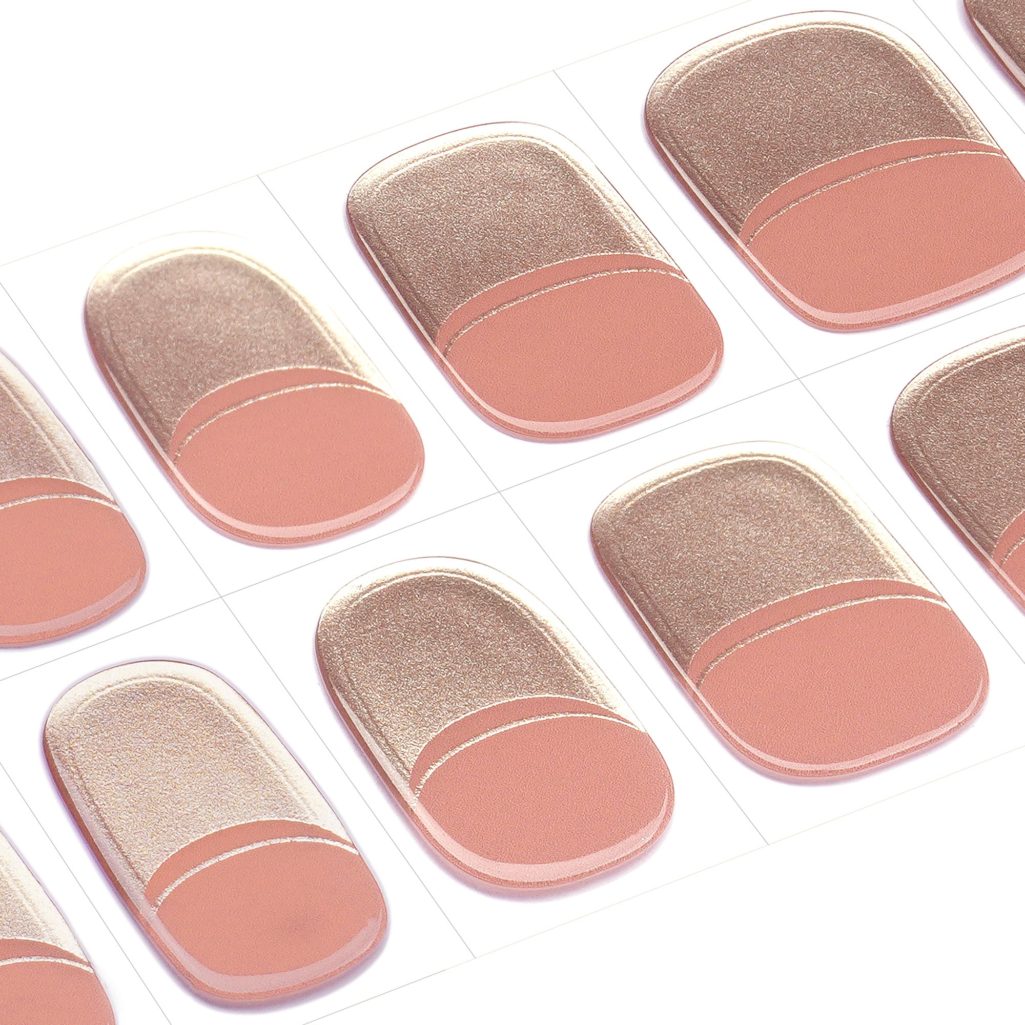 Soft Pink & Gold Foil Gel Nail Strips for a Romantic, Luxurious Look | Gilded Blush-2831