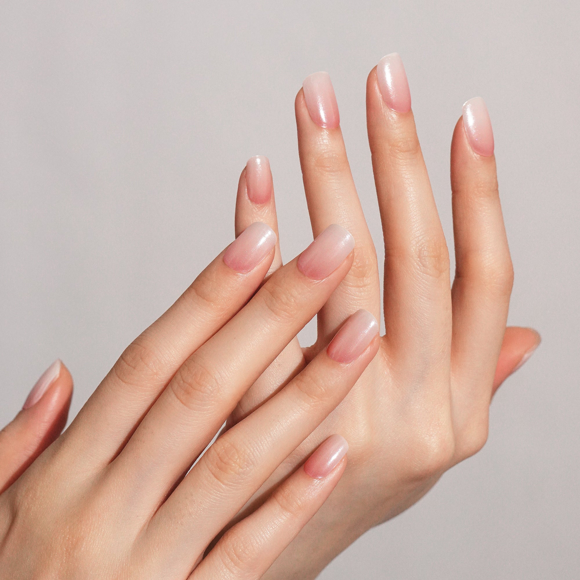 Pearlescent Nude Gel Nail Strips with Ethereal Chrome Glow | Ethereal Sheen - 2873