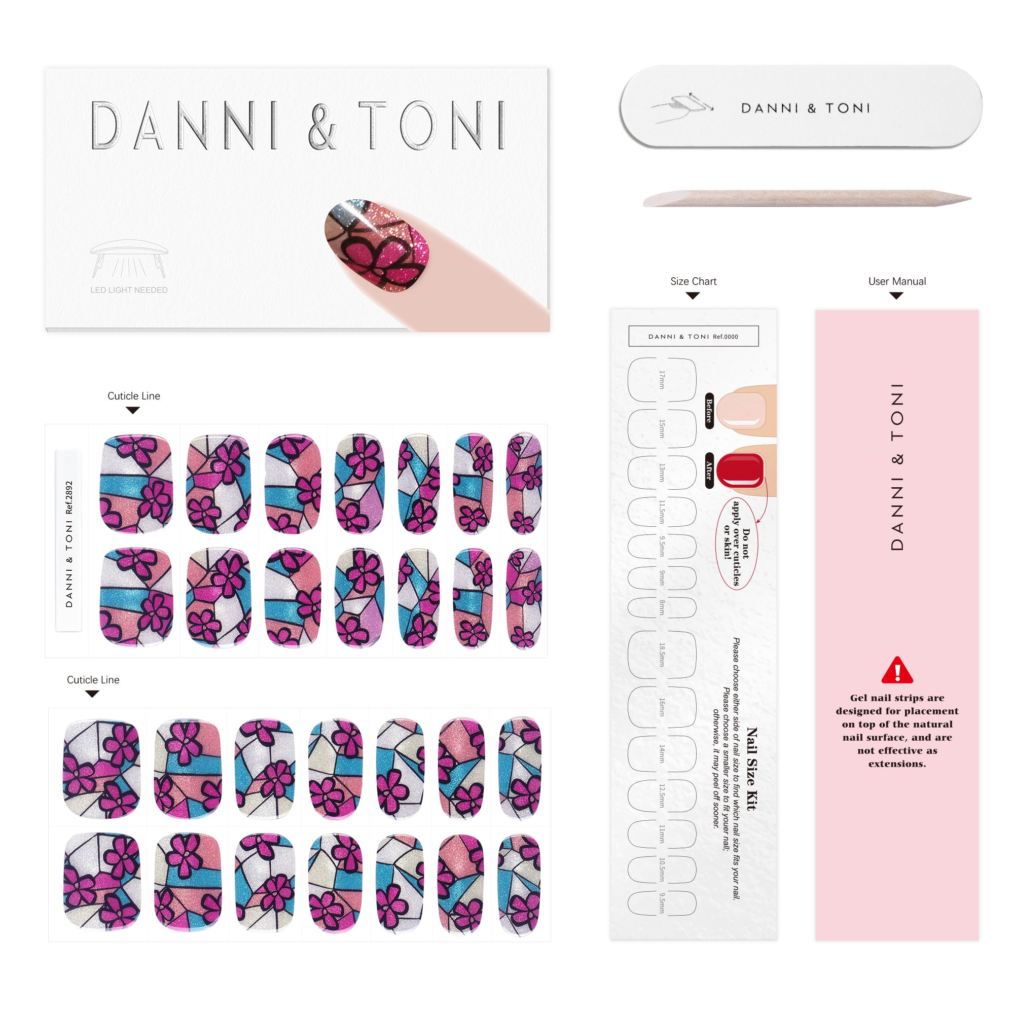 Artistic Floral Stained Glass Gel Nail Strips with Vibrant Bloom Effect | Stained Bloom-2892