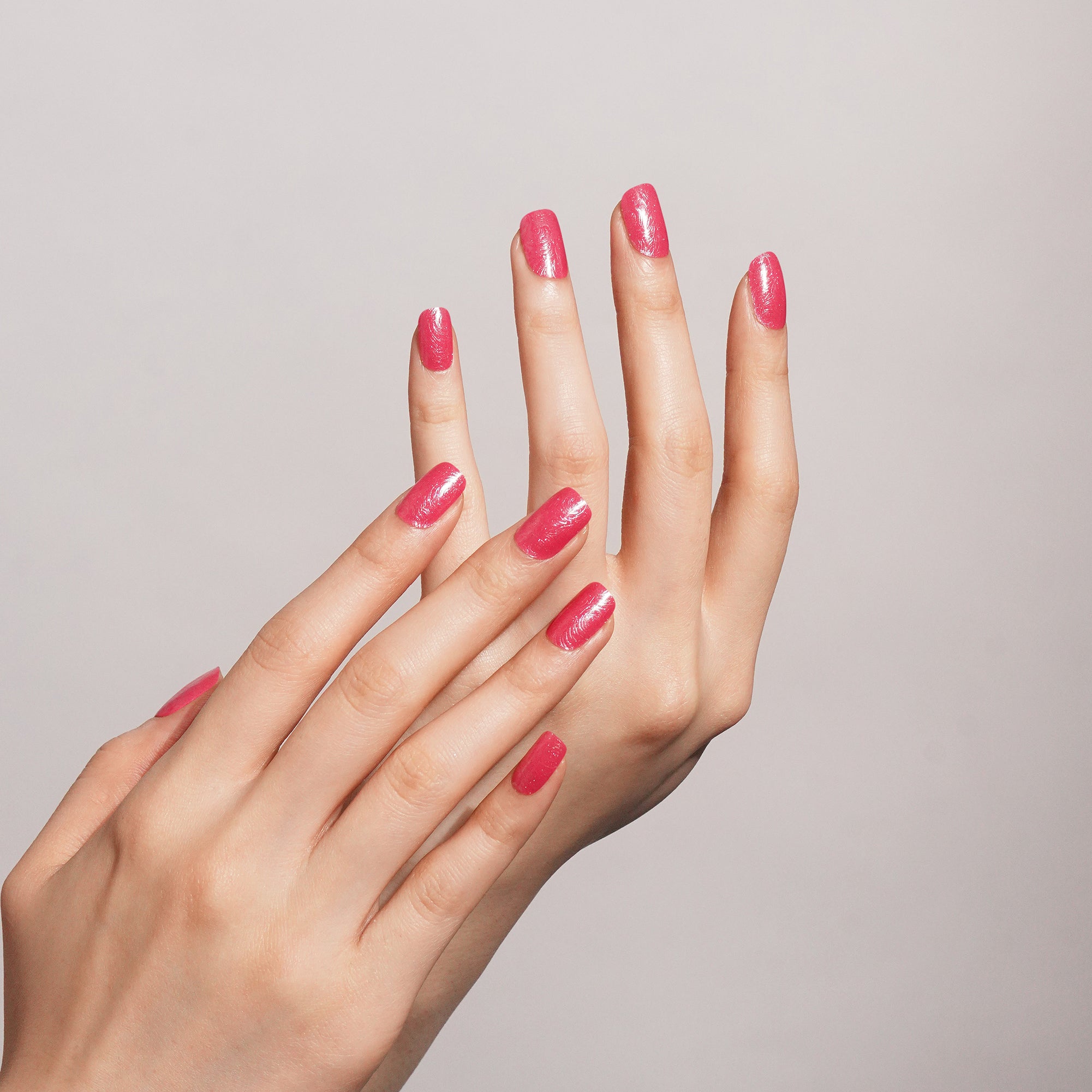 Radiant Floral Pink Gel Nail Strips with Soft Shimmer Elegance | Glow Petal-2893