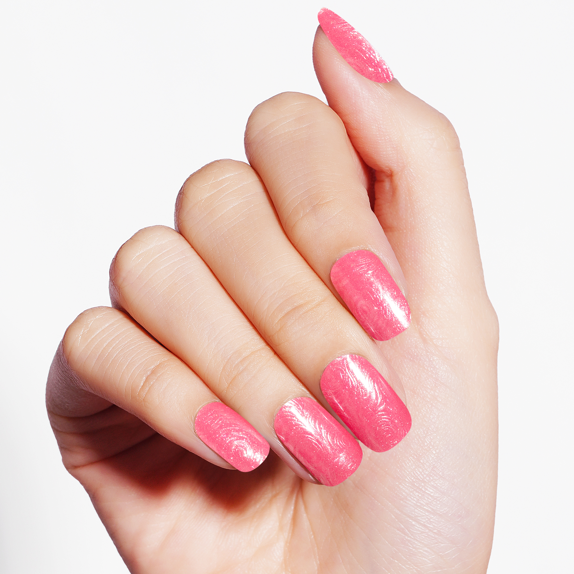 Radiant Floral Pink Gel Nail Strips with Soft Shimmer Elegance | Glow Petal-2893