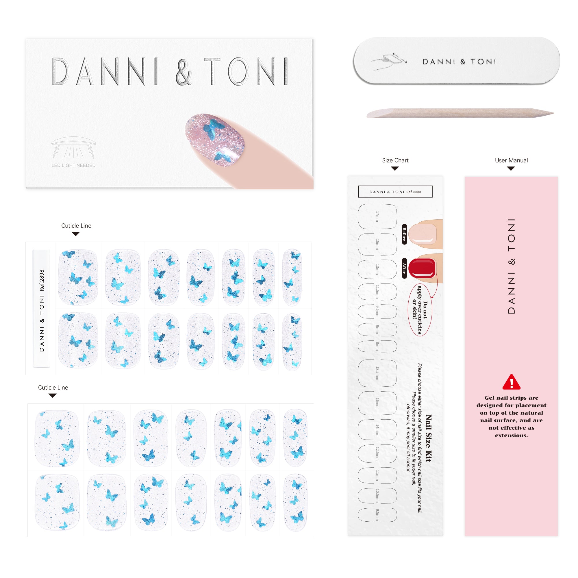 Shimmering Butterfly Pink Gel Nail Strips with Luminous Sparkle Finish | Glowing Flutter-2898