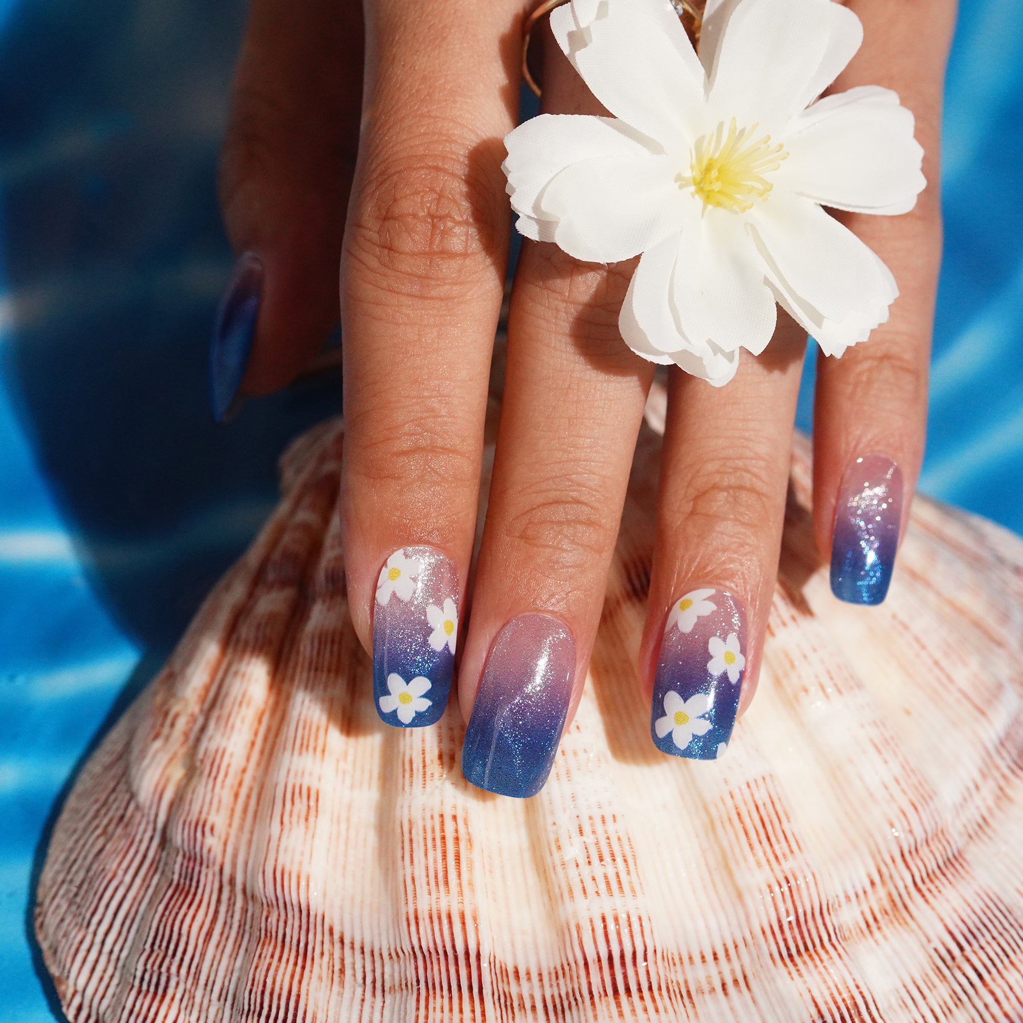 Bright Tropical Gel Nail Strips with Sunset Glow Shine | Summer Dream-2901
