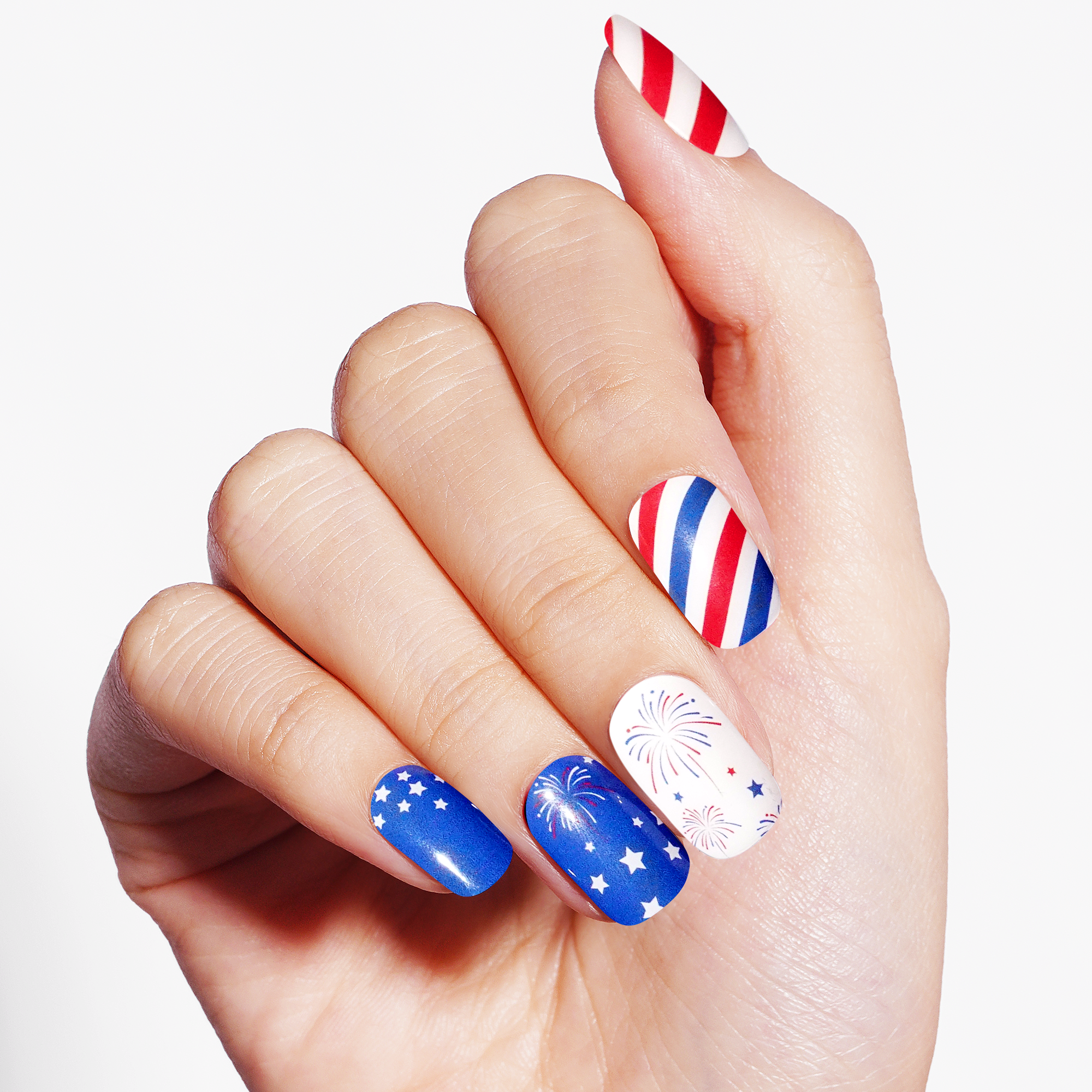 Celebration-Inspired Gel Nail Strips for Summer Festivities | Patriotic Sparkle - 2910