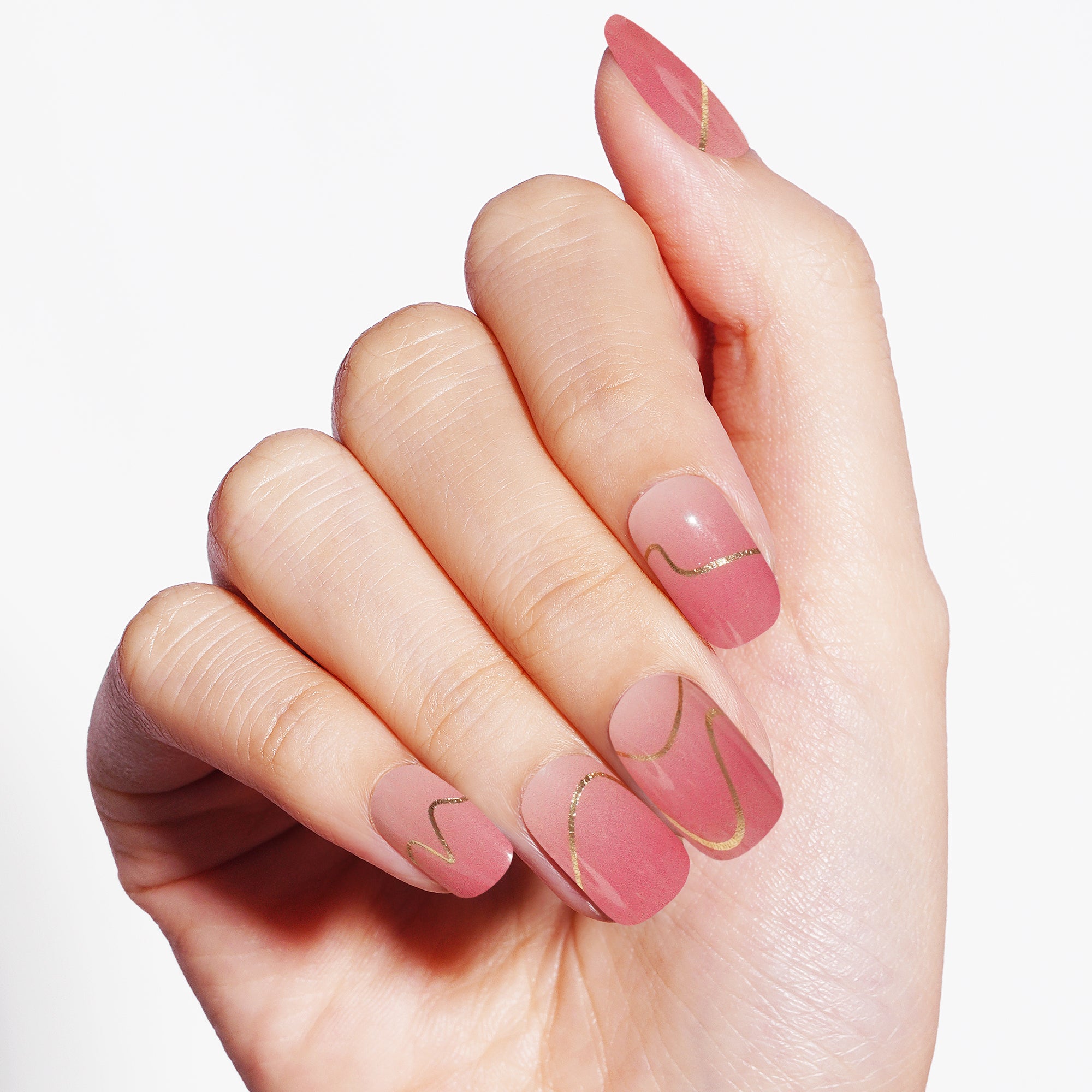 Playful Pink Swirl Gel Nail Strips with Glossy Retro Chic Finish | Pink Swirls-2911