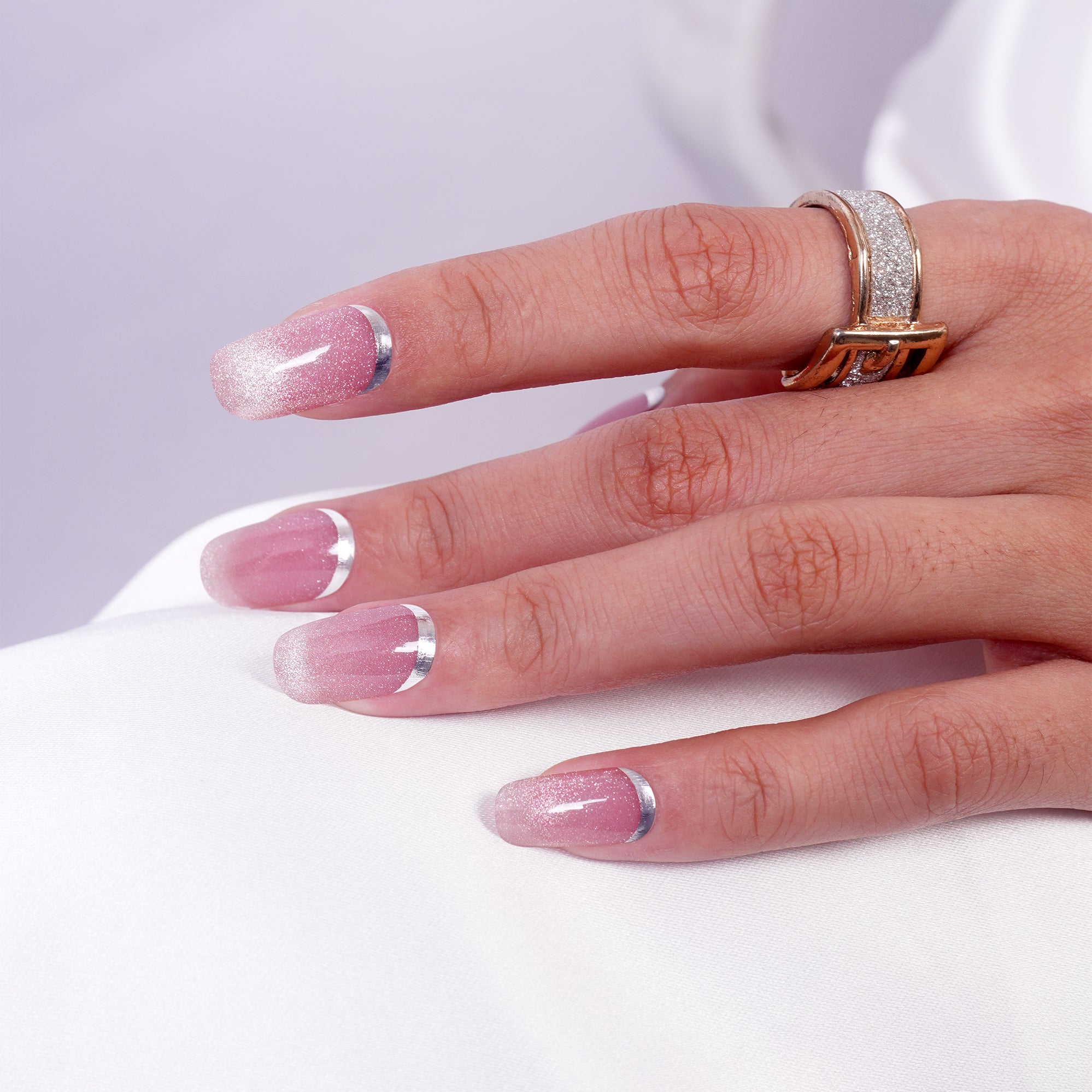 Lavender Chrome Gel Nail Strips with Mirror Shine Metallic Finish | Lilac Chrome-2916