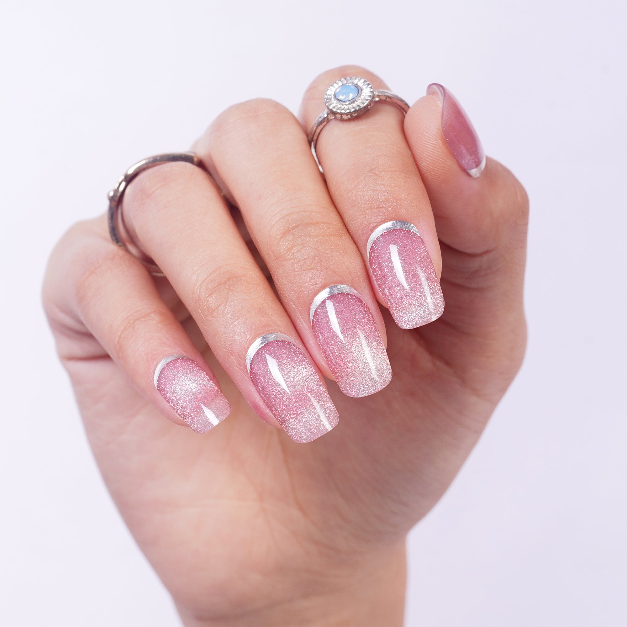 Lavender Chrome Gel Nail Strips with Mirror Shine Metallic Finish | Lilac Chrome-2916