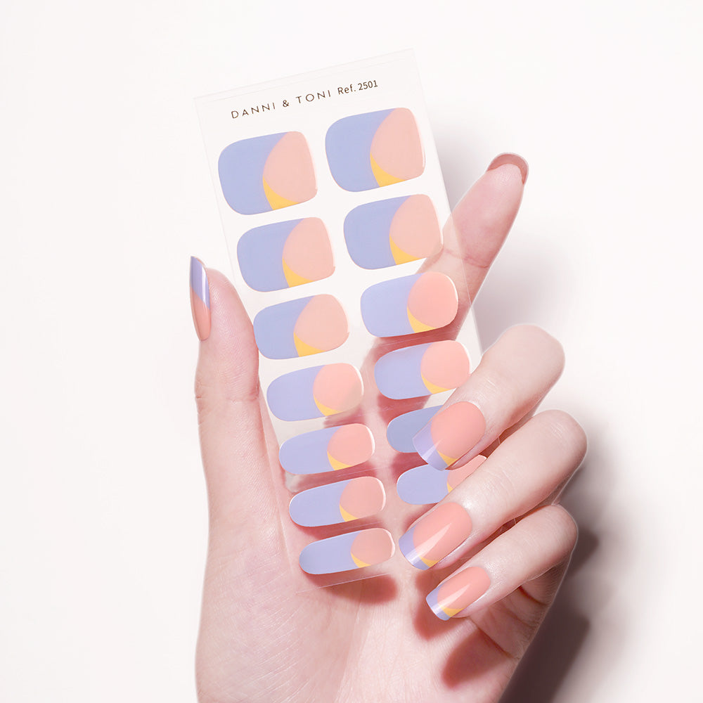 Sunset Serenity French Tip Semi Cured gel nail strips | Sunlit Serenity  - 2501