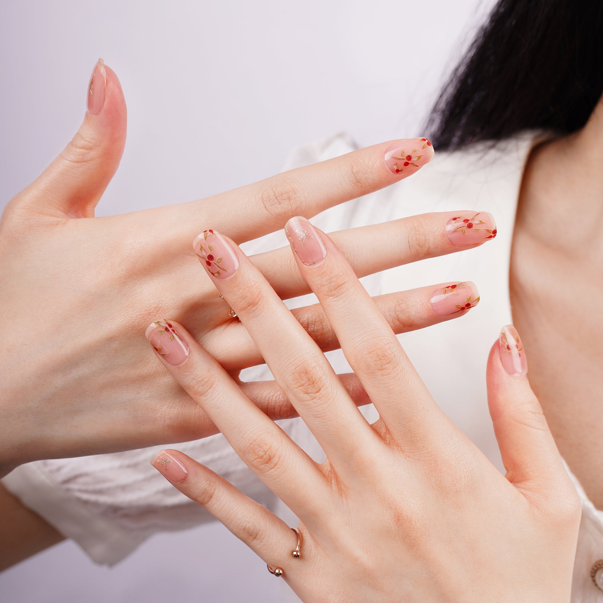 Transparent Shimmering Spring Bloom & Butterfly Gel Nail Strips | Blossom - 2599