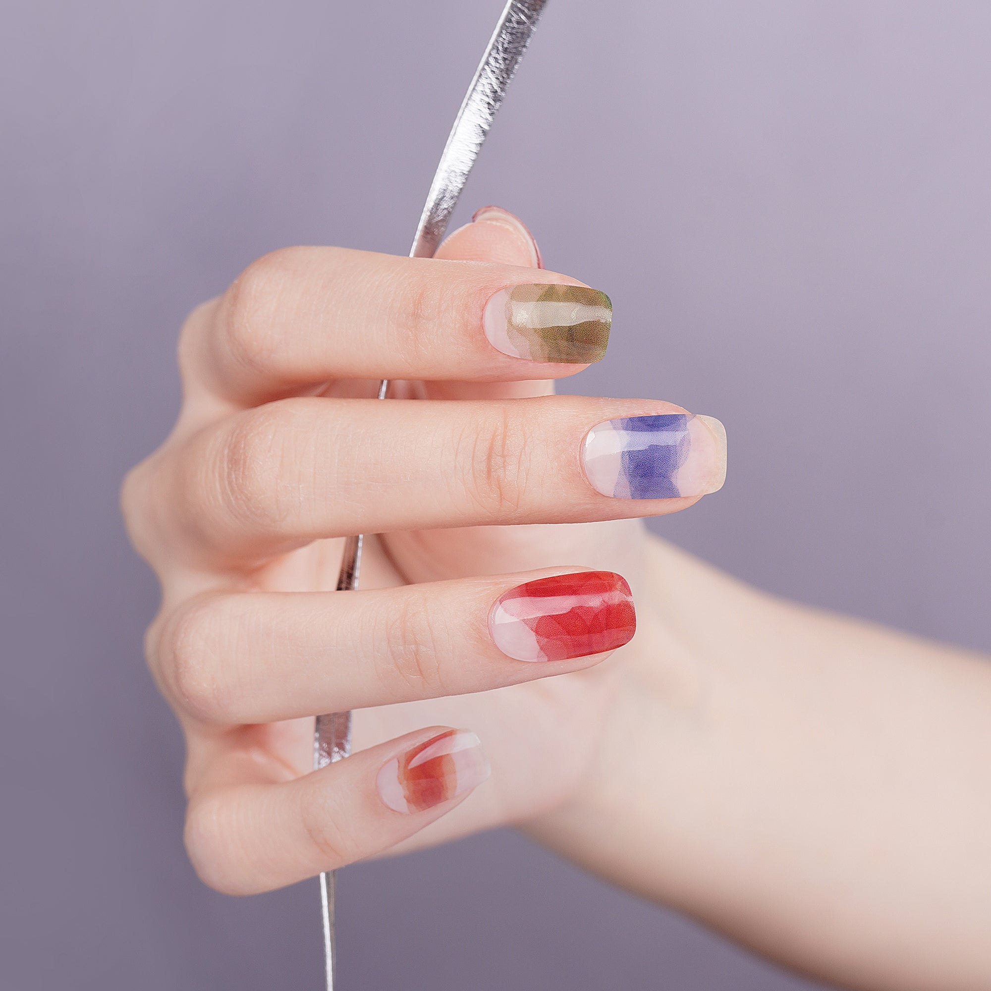 Watercolor Art Swirl Mix Semi-Cured Gel Nail Strips | Celestial Flow - 2686