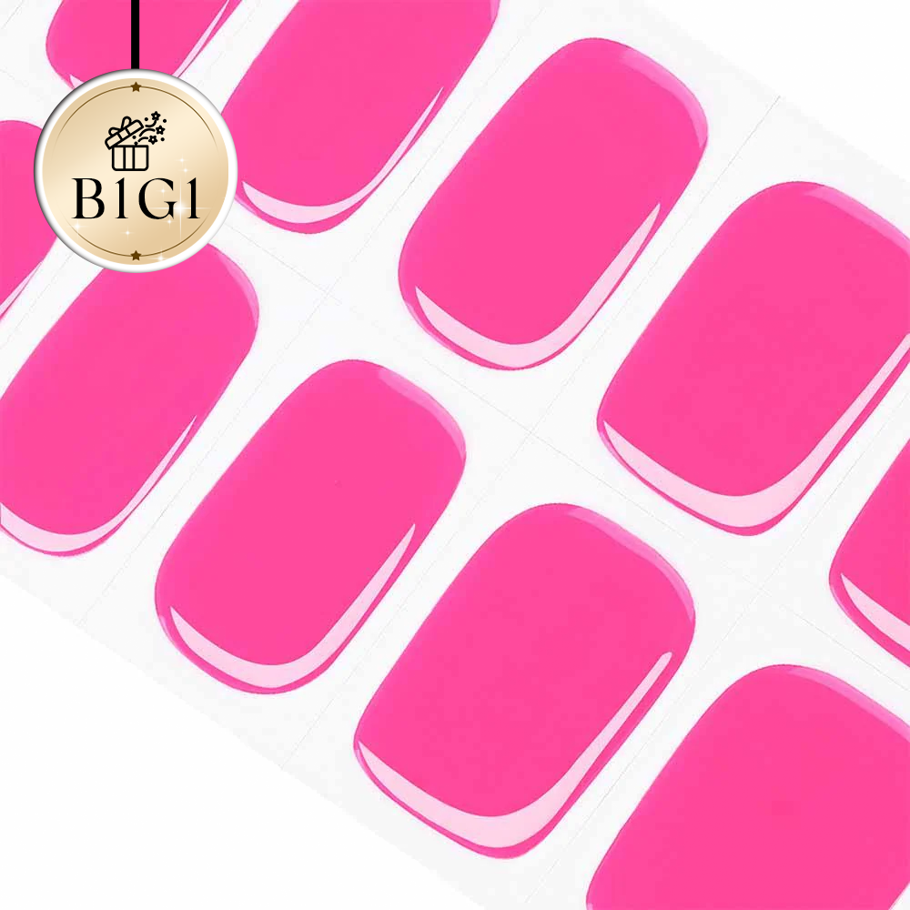 Neon & Fluorescent Pink Semi Cured Gel Nail Strips | Hot Pinks - 3450