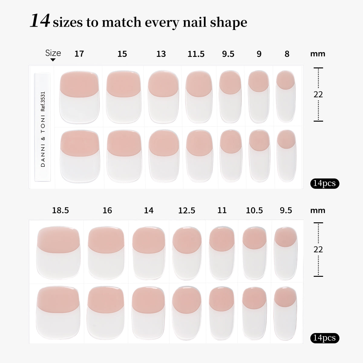 Modern Dual-Tone French Tip Semi Cured Gel Nail Strips | Happy-Go-Lucky - 3531