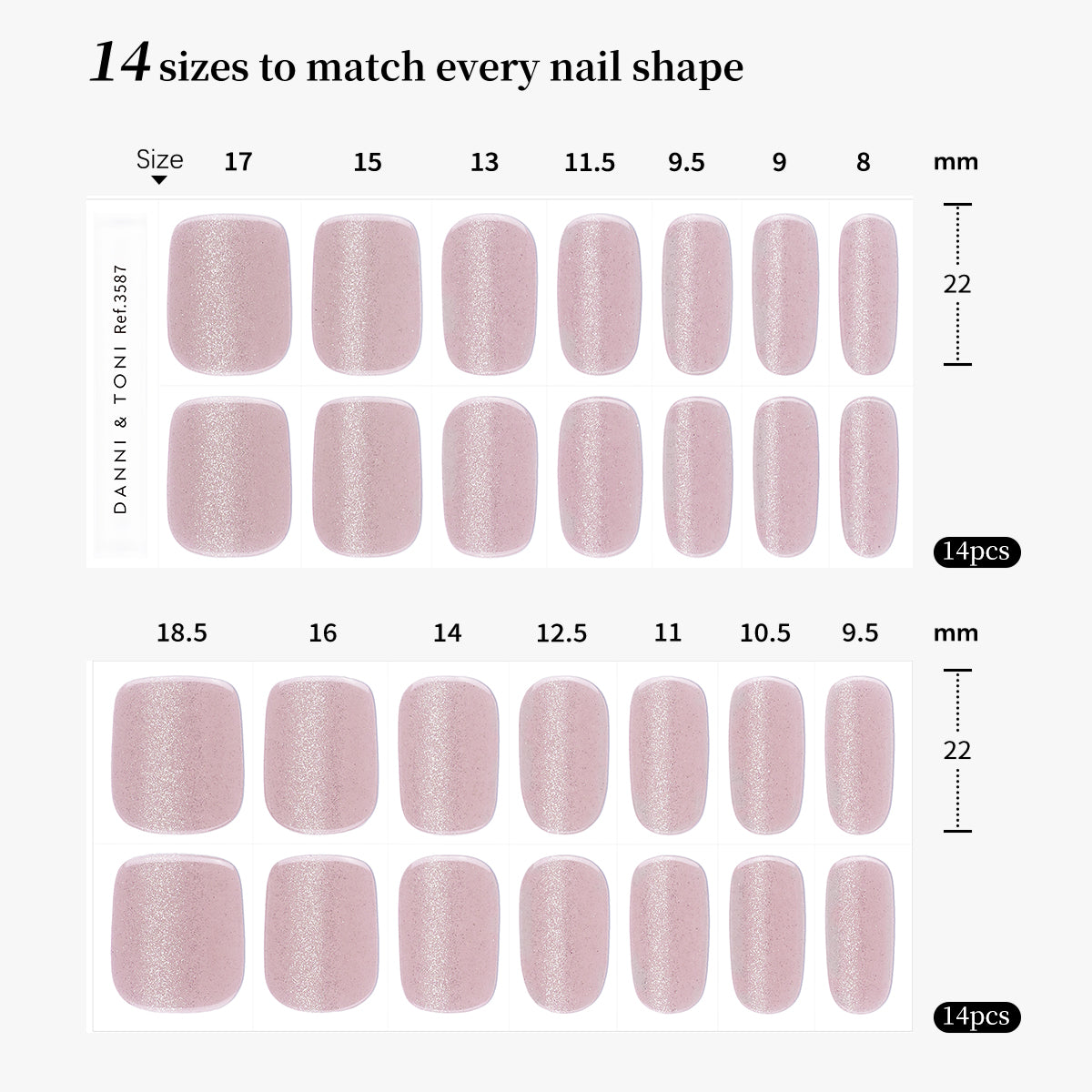 Pink Glitter Cat Eye Deluxe Semi Cured Gel Nail Strips | Dusk Rose - 3587